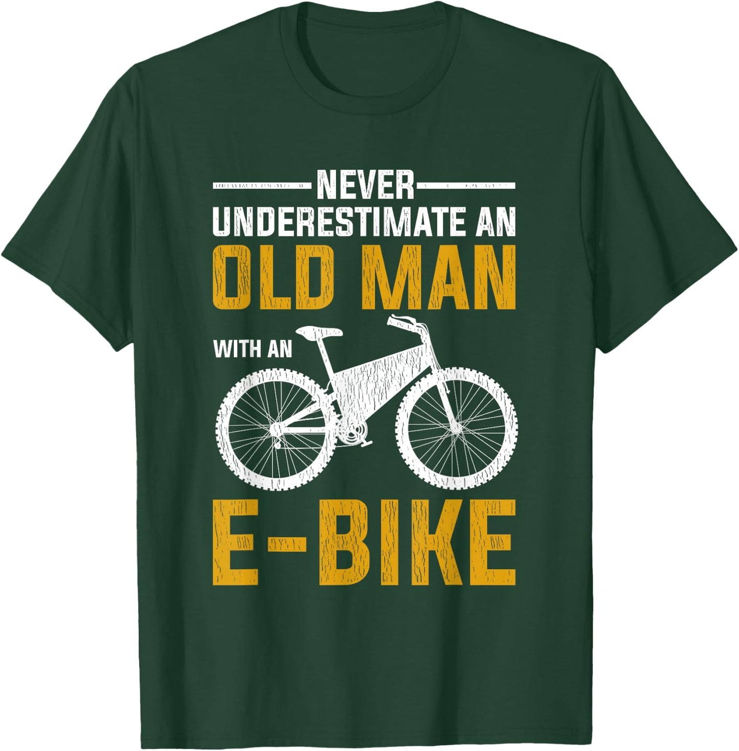 Funny Electric Bike Design Old Man with an E-Bike T-Shirt - T-Shirt | Forest