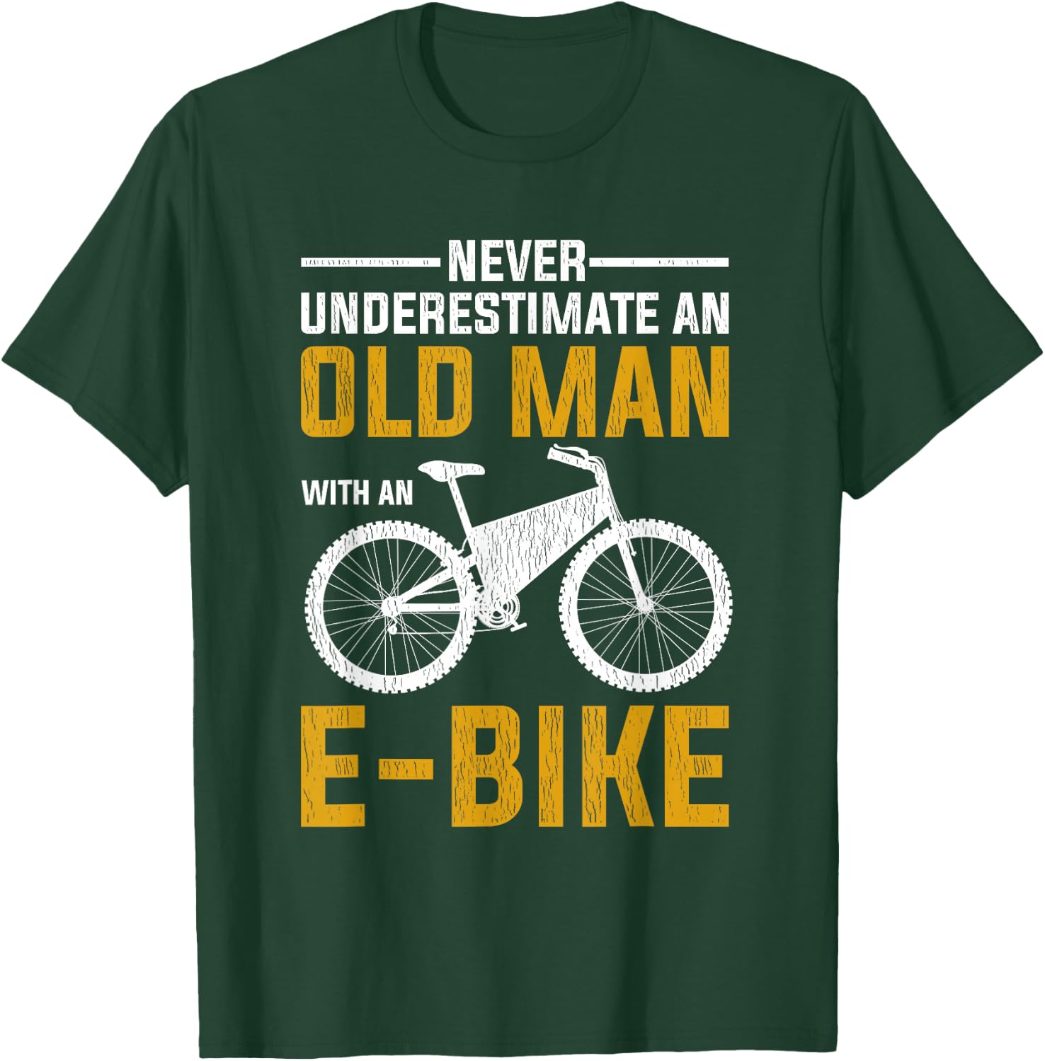 Funny Electric Bike Design Old Man with an E-Bike T-Shirt - T-Shirt | Forest
