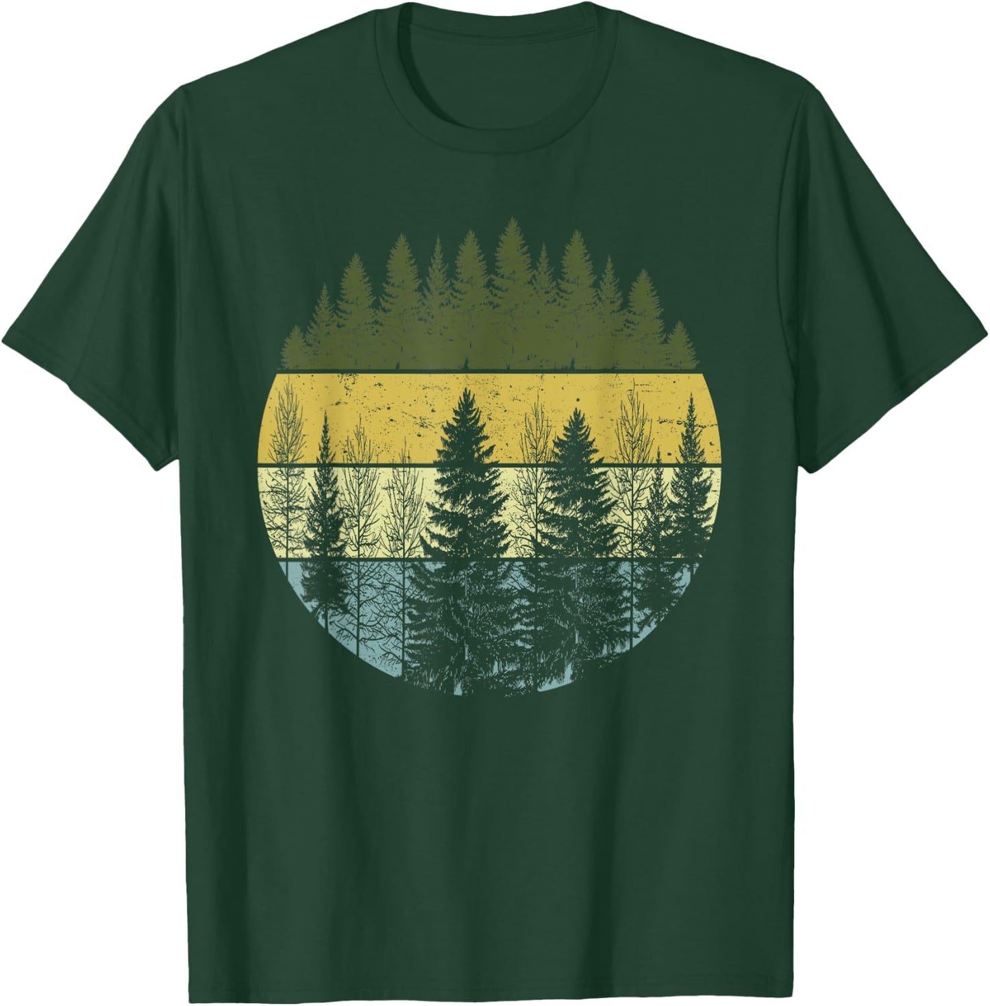 Retro Forest Trees Outdoors Nature Vintage Graphic Apparel T-Shirt - T-Shirt | Forest
