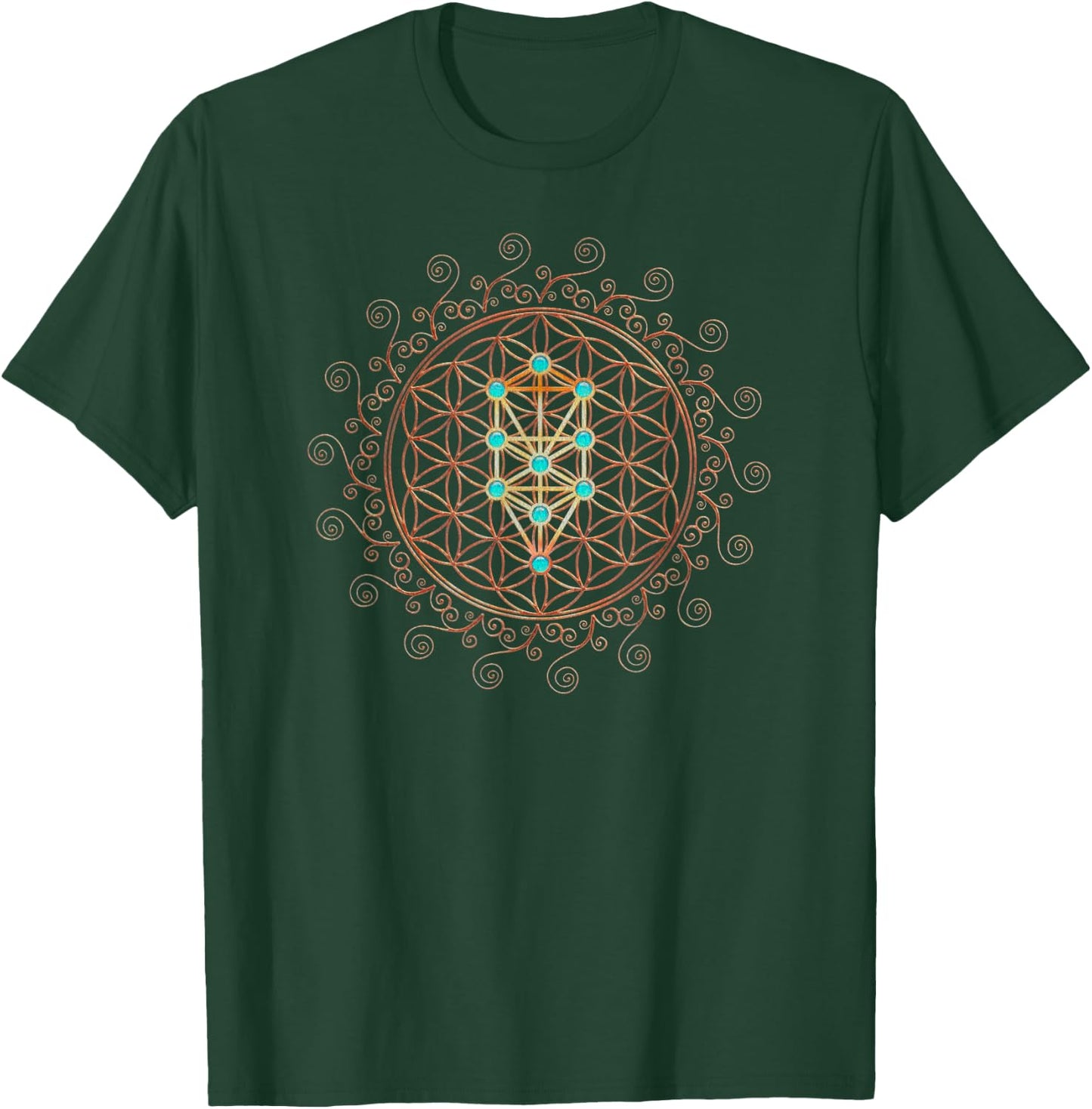 Flower of life, Tree of life, Sacred Geometry, Kabbalah T-Shirt - T-Shirt | Forest