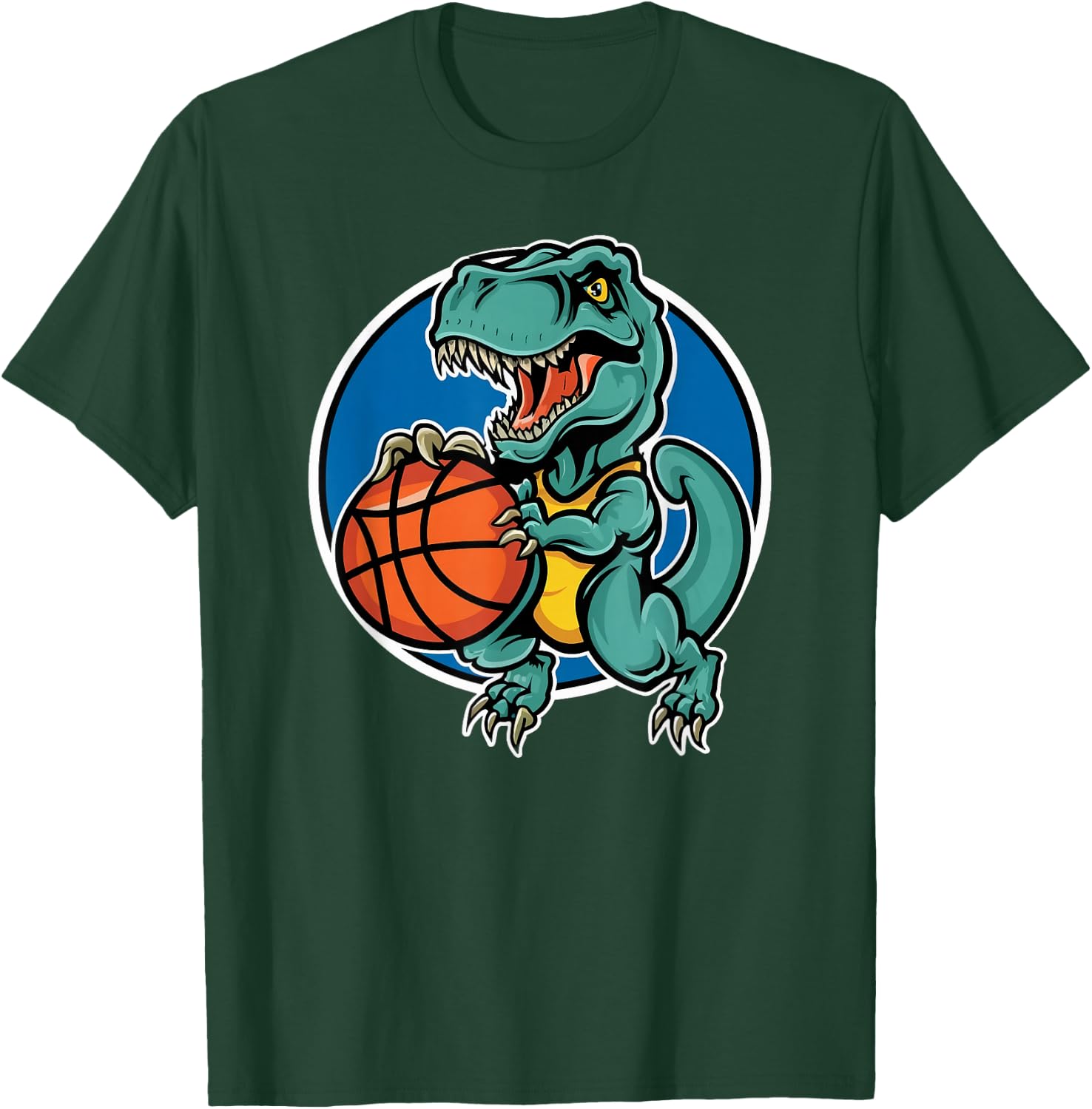 Slam Dunk T Rex Dinosaur Basketball Cartoon T-Shirt - T-Shirt | Forest