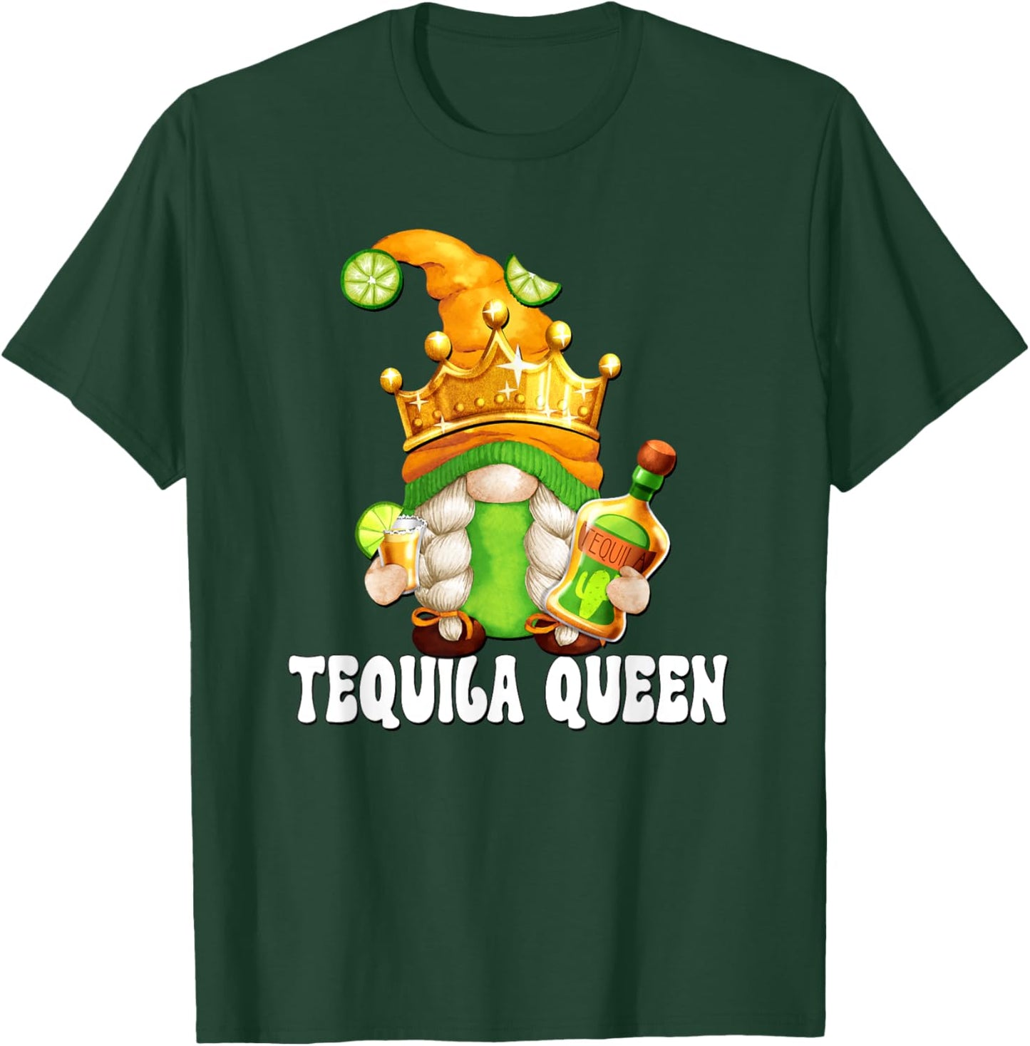 Funny Drinking Gnome For Mama Needs Tequila Queen T-Shirt - T-Shirt | Forest