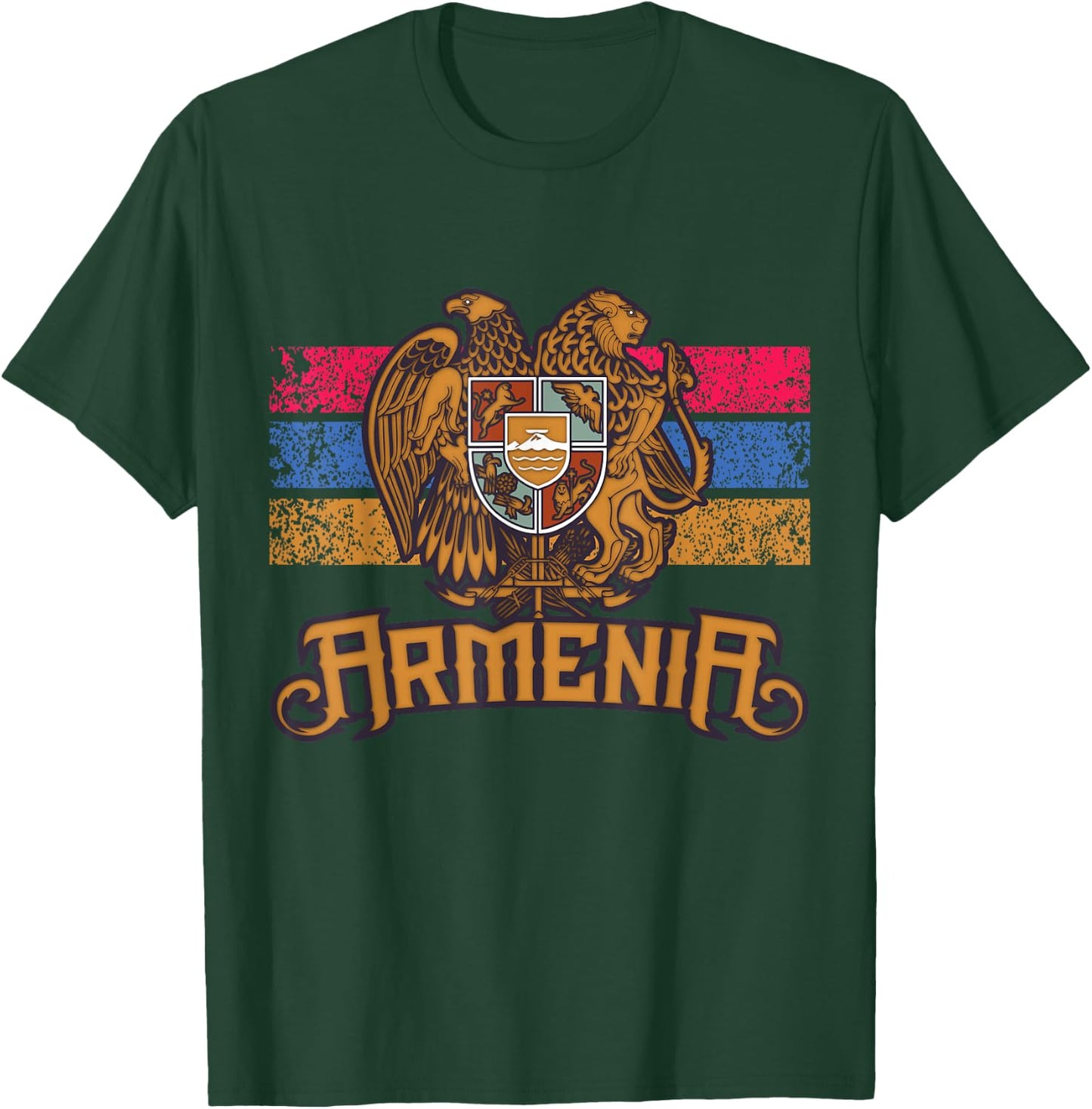 Vintage Armenia Flag Family Crest - Armenian Country Gifts T-Shirt - T-Shirt | Forest