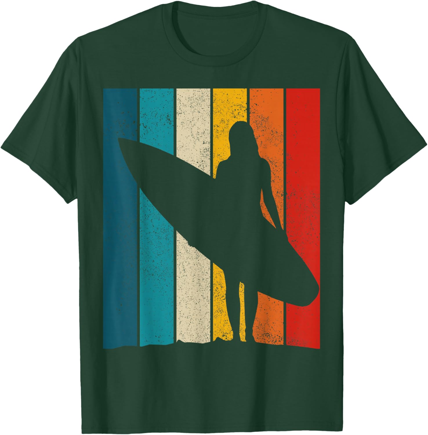 Surfer Girl Vintage Surf Beach Surfing Surfing Surfing Gift T-Shirt - T-Shirt | Forest