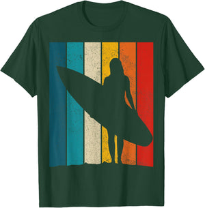 Surfer Girl Vintage Surf Beach Surfing Surfing Surfing Gift T-Shirt - T-Shirt | Forest