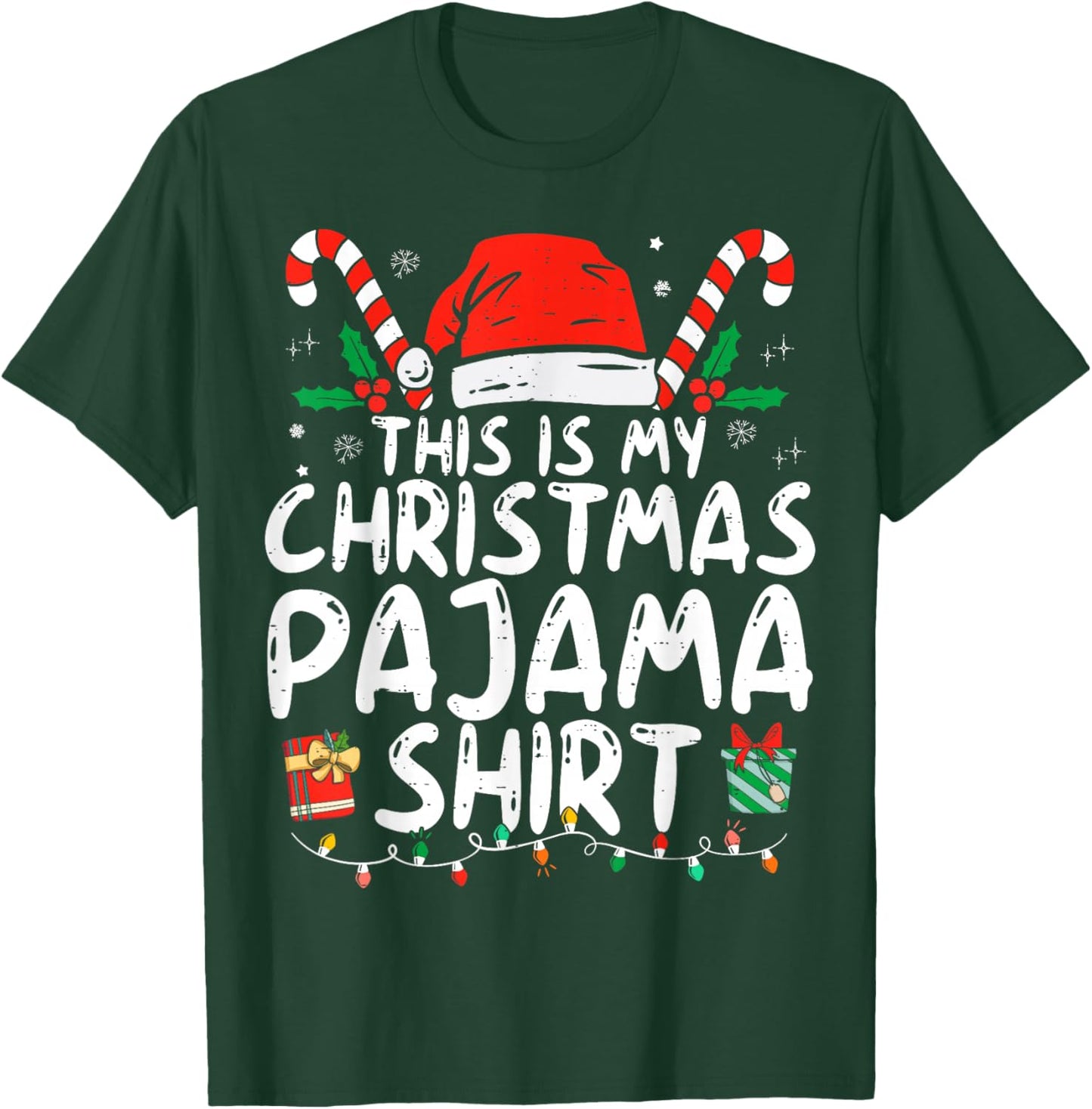 This Is My Christmas Pajama Shirt Funny Xmas PJs Men Women T-Shirt - T-Shirt | Forest