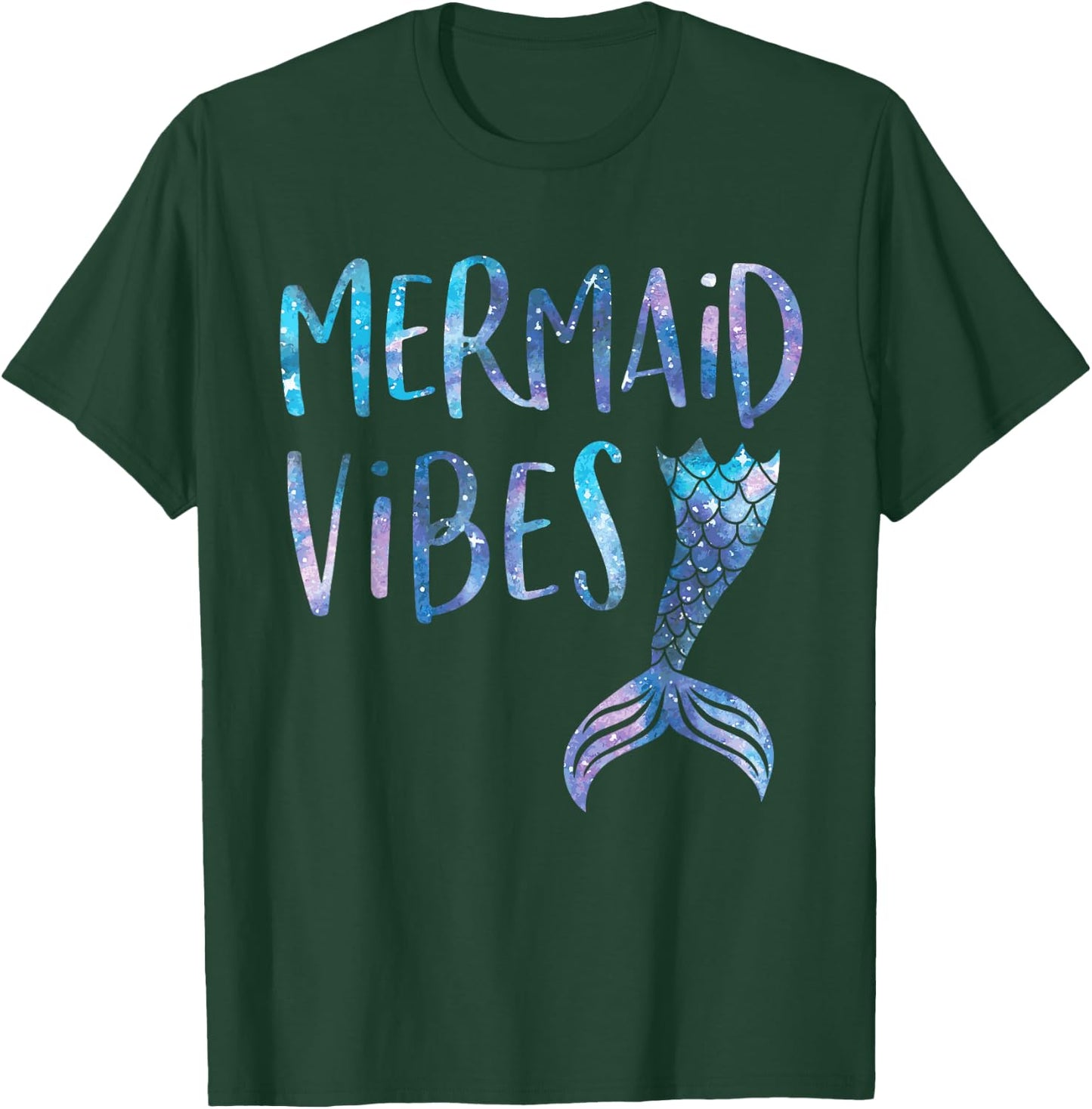 Mermaid Vibes Cute Funny Mermaid Tail Birthday Party T-Shirt - T-Shirt | Forest