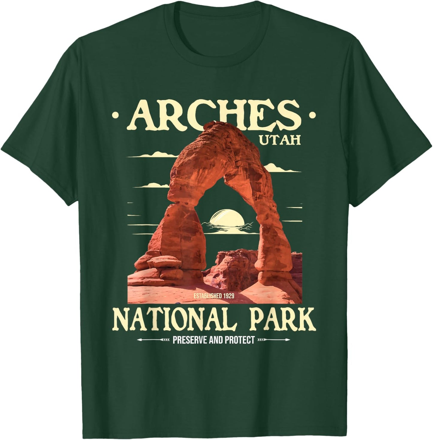 Arches National Park - Retro Hiking & Camping Lover T-Shirt - T-Shirt | Forest