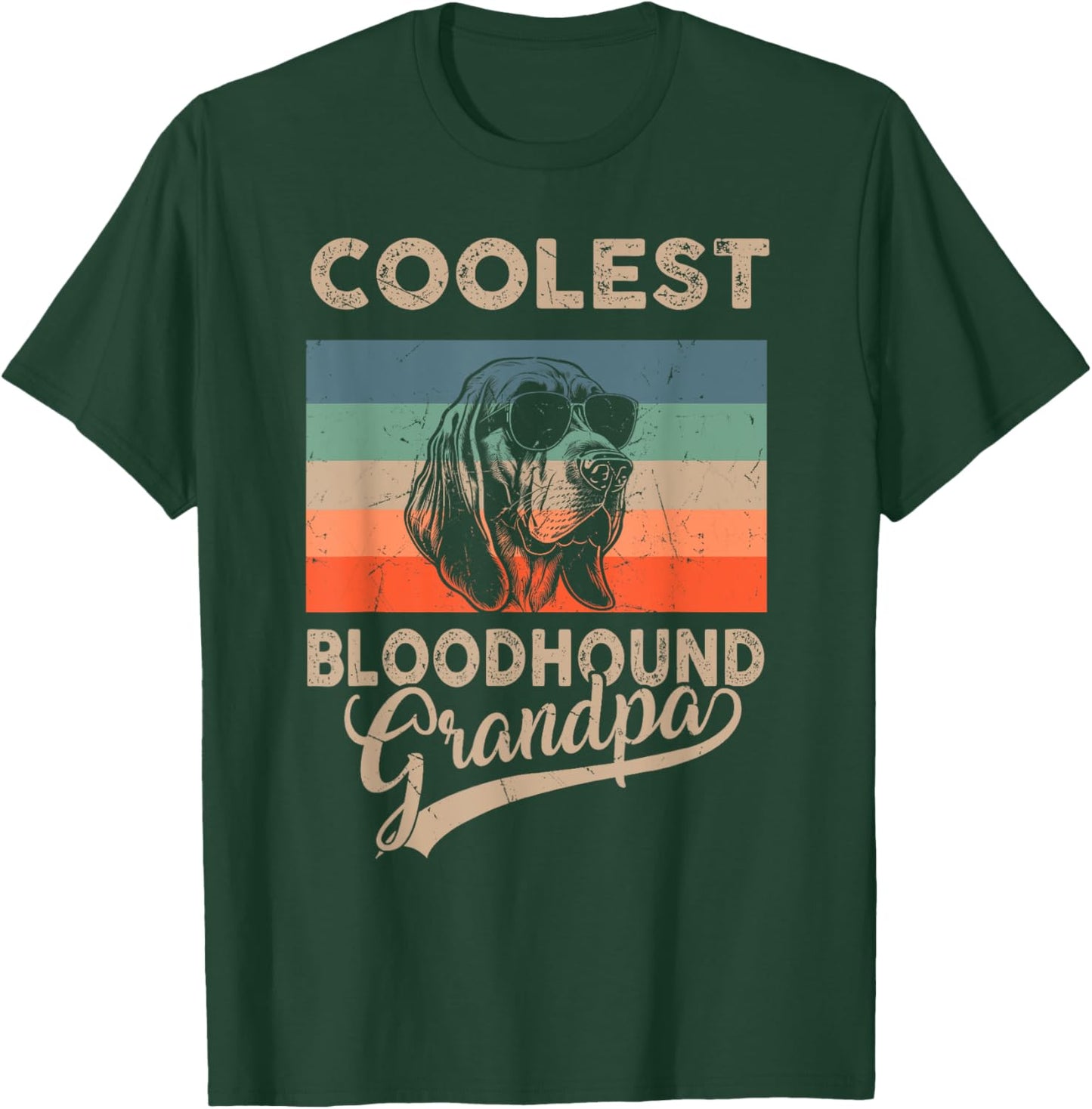 Coolest Bloodhound Grandpa Gifts Dad Funny Dog Grandpa Retro Men Women Kids T-Shirt - T-Shirt | Forest