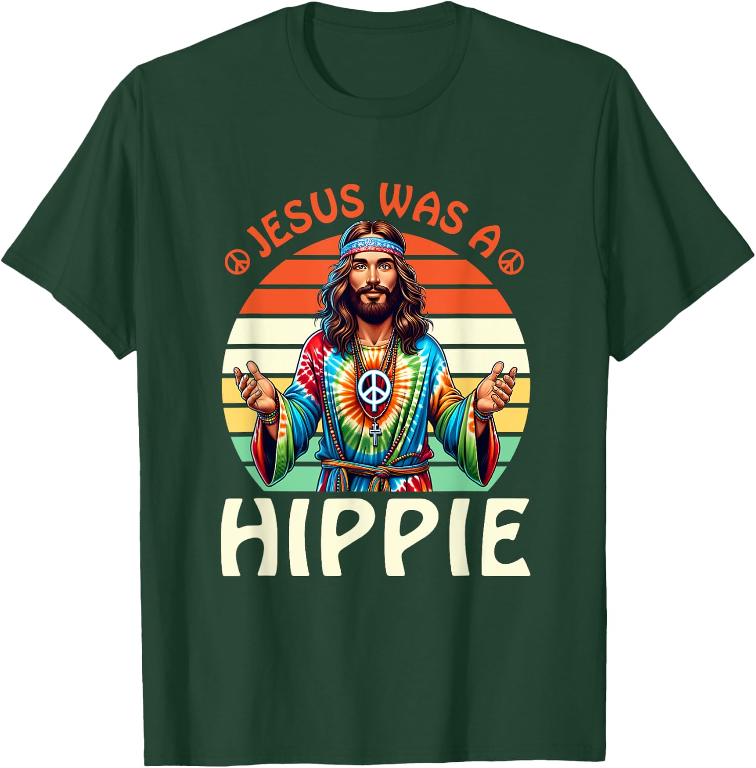 Groovy There Was Jesus Cross Christian Religious Hippie T-Shirt - T-Shirt | Forest