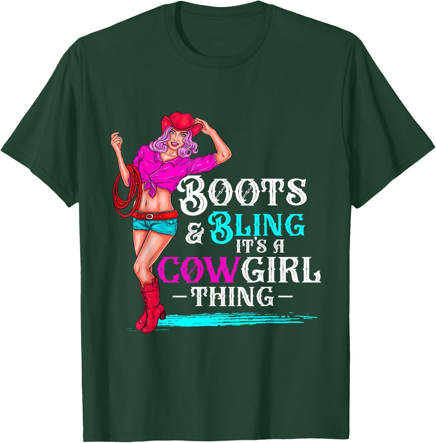 boots & bling it's a cowgirl thing Western women T-Shirt - T-Shirt | Forest