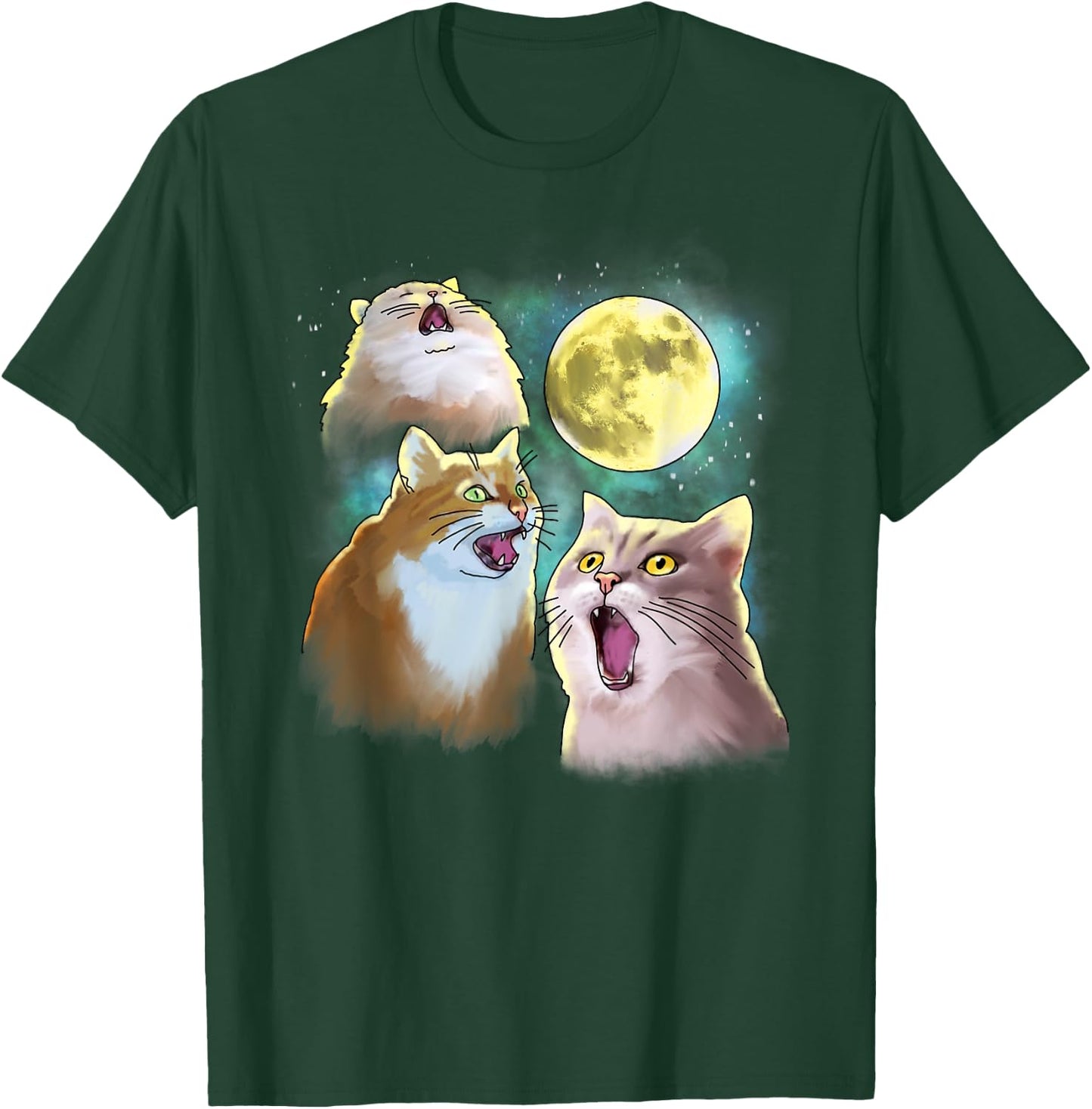 Three Cat Moon 3 Wolfs Funny Parody Women Kids T-Shirt - T-Shirt | Forest