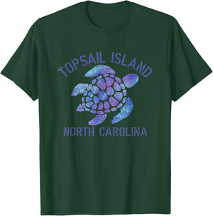 Topsail Island, NC Beach Design / Tribal Turtle Gift T-Shirt - T-Shirt | Forest
