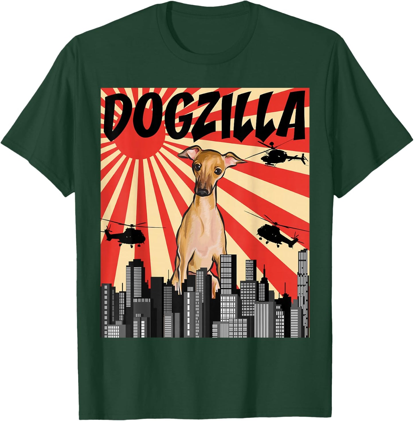 Funny Retro Japanese Dogzilla Italian Greyhound T-Shirt - T-Shirt | Forest