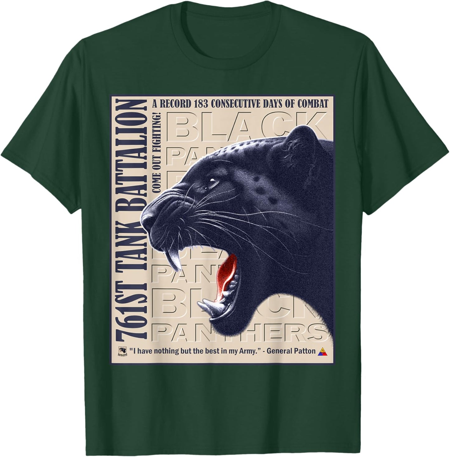 Black Panthers 761st Tank Battalion Legacy Design T-Shirt - T-Shirt | Forest