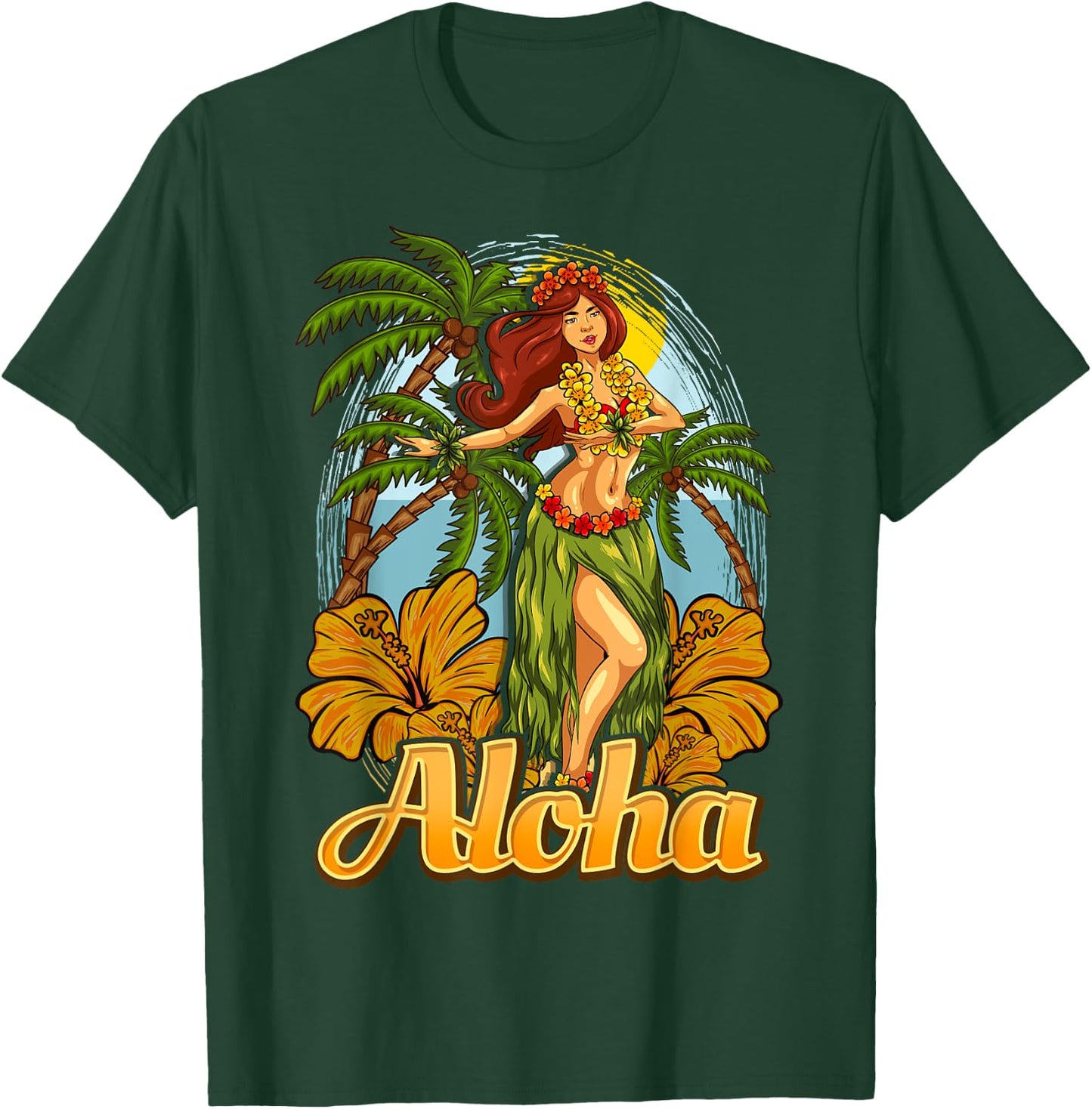Aloha Hula Dance Hawaii Hawaiian Girl Dancer Vacation T-Shirt - T-Shirt | Forest
