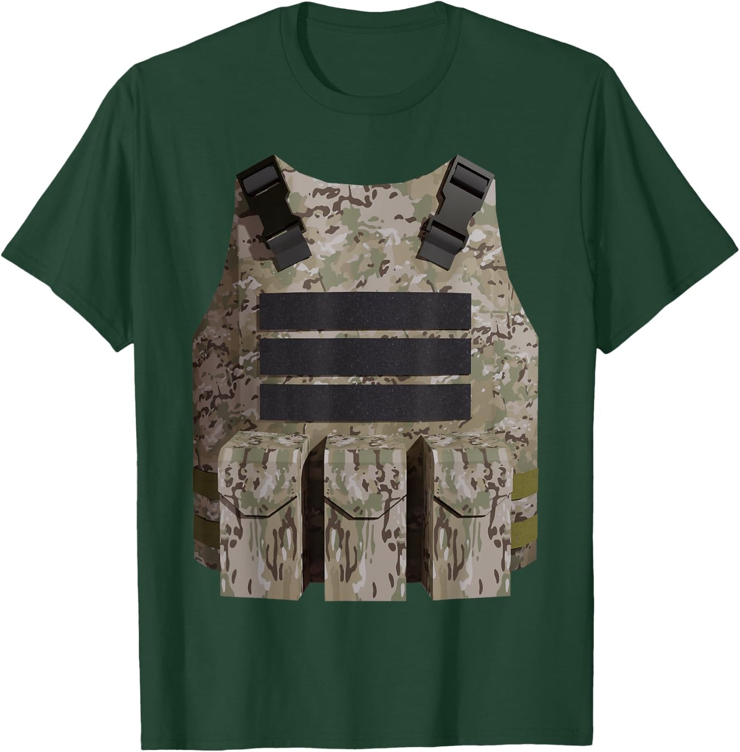 Faux Bulletproof Vest Gamer Costume Desert Camo version T-Shirt - T-Shirt | Forest