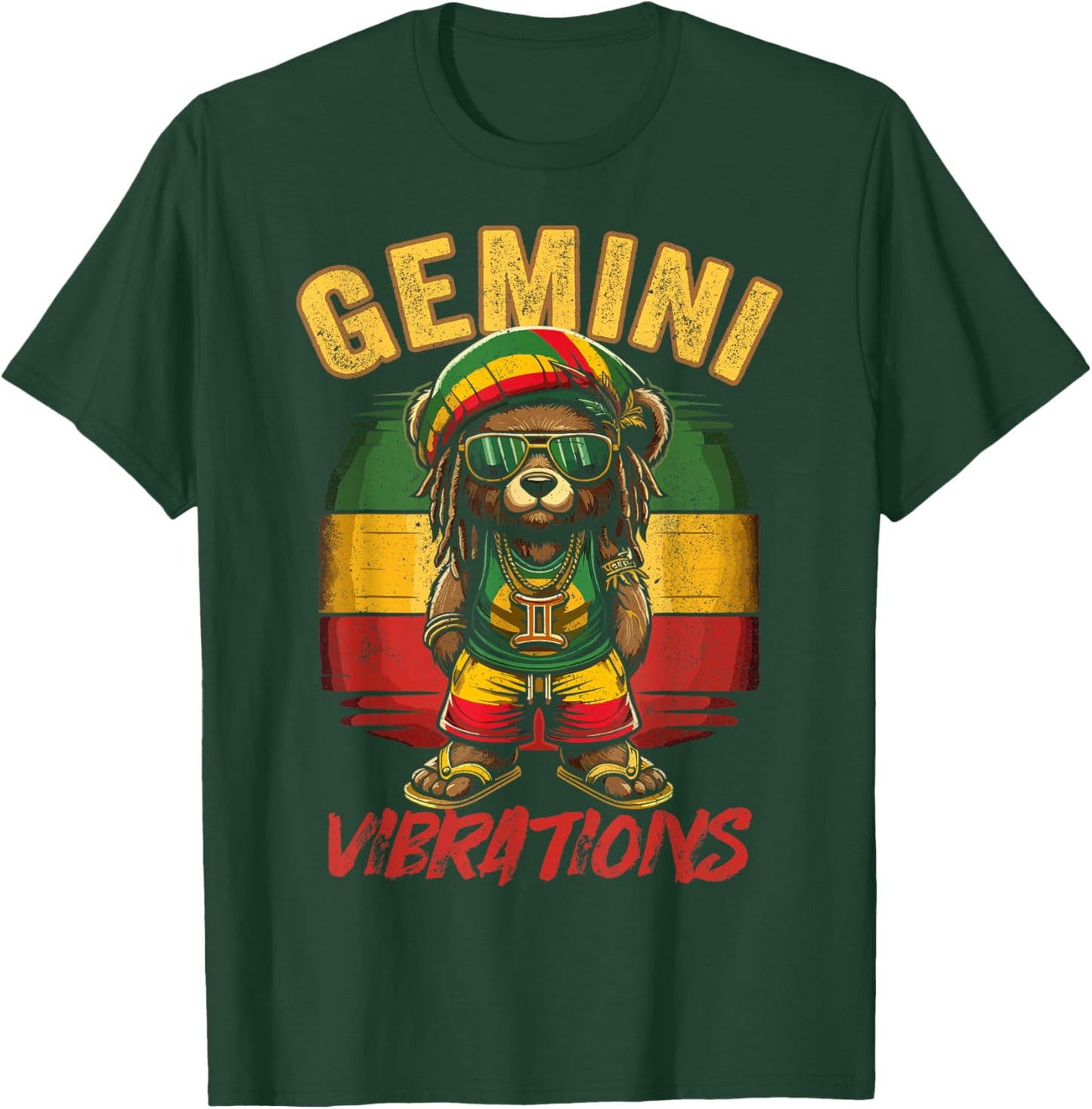 Gemini Vibes Rasta Reggae Teddy, Bear Island Beach Birthday Women T-Shirt - T-Shirt | Forest