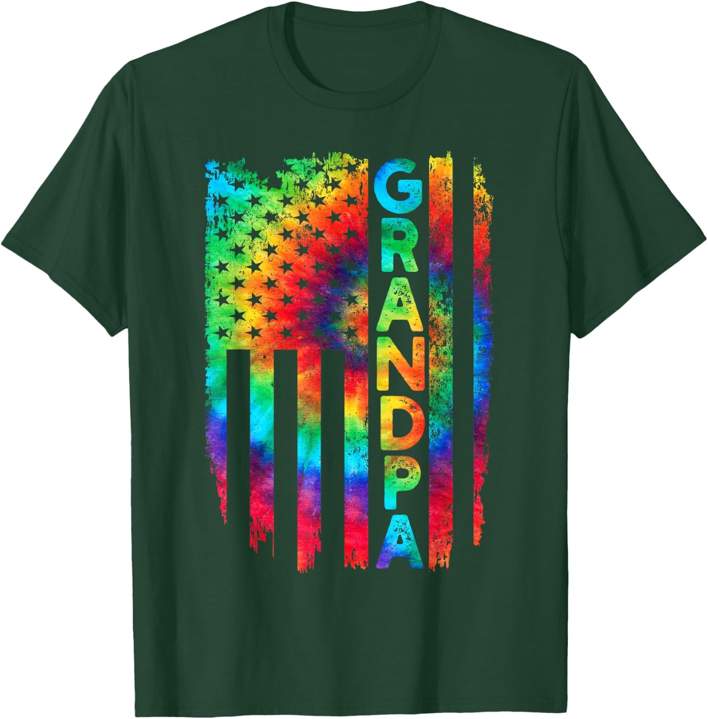 American Flag US Grandpa Tie Dye Father's Day 4th Of July Women Men T-Shirt - T-Shirt | Forest