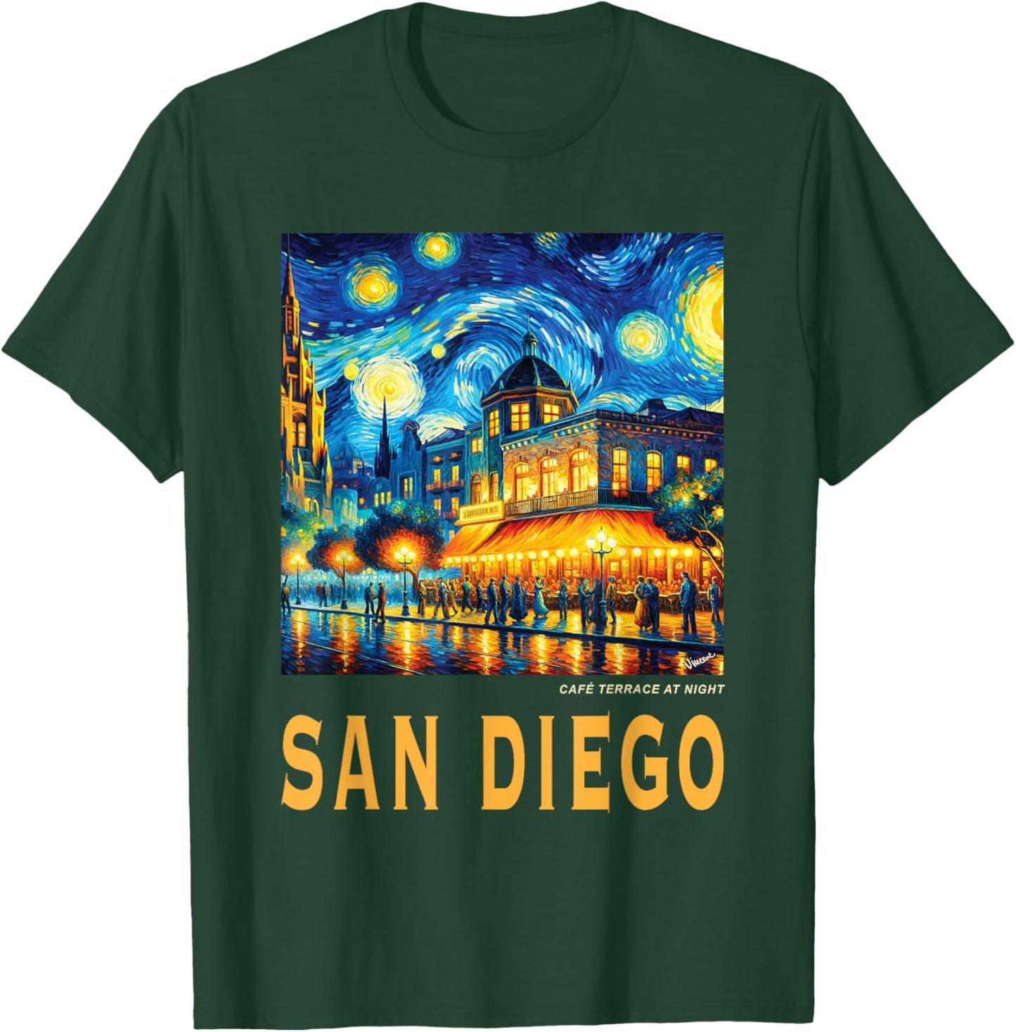 San Diego City California, Van Gogh Inspired T-Shirt - T-Shirt | Forest