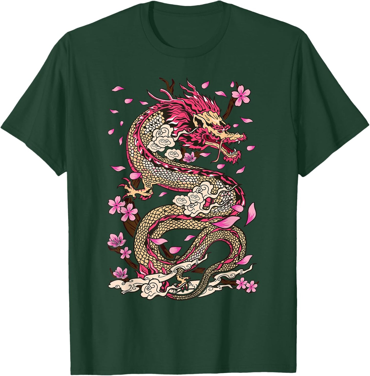 Dragon Japanese Mythology Sakura Japanese Dragon T-Shirt - T-Shirt | Forest