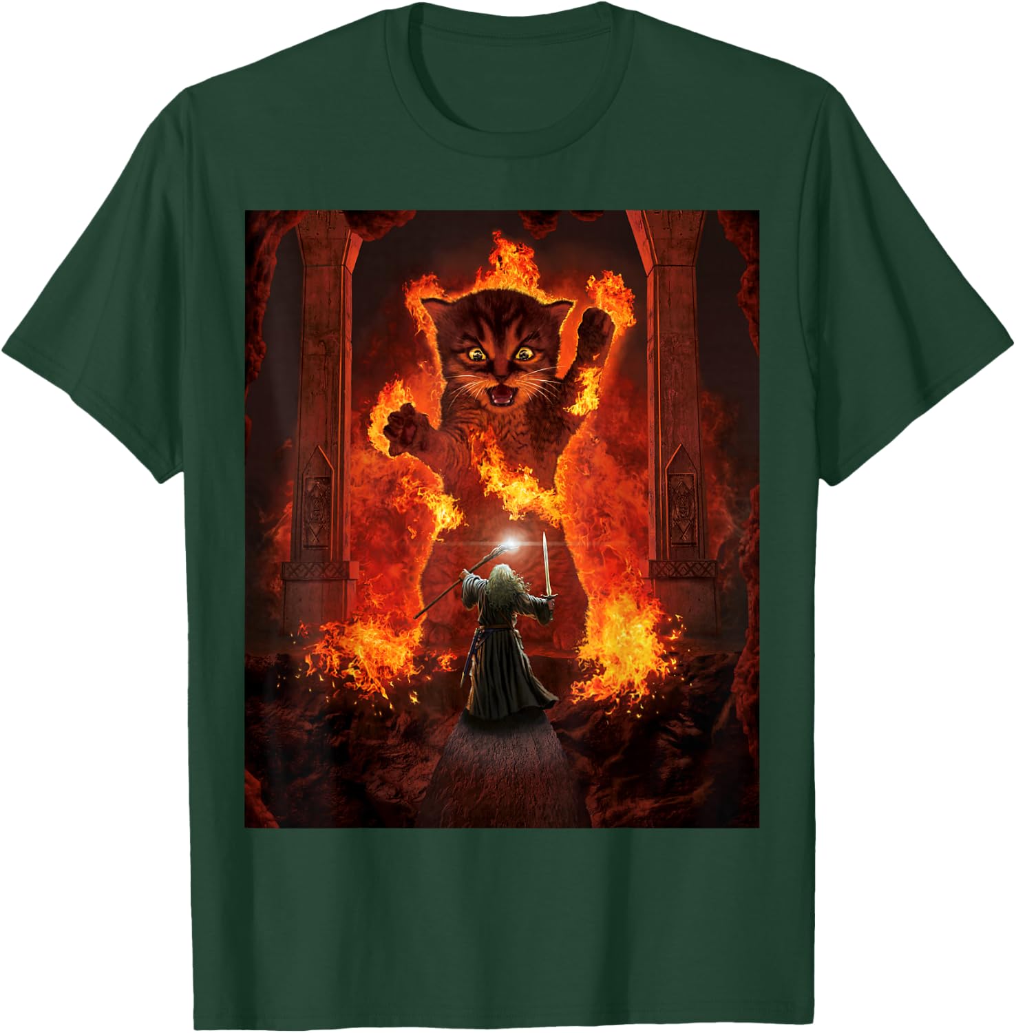 Balrog Cat Funny Kitten Kitty Cat Lover Men Women T-Shirt - T-Shirt | Forest