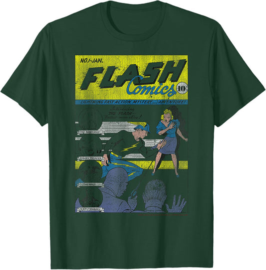 DC Comics The Flash Retro Comic Cover T-Shirt - T-Shirt | Forest