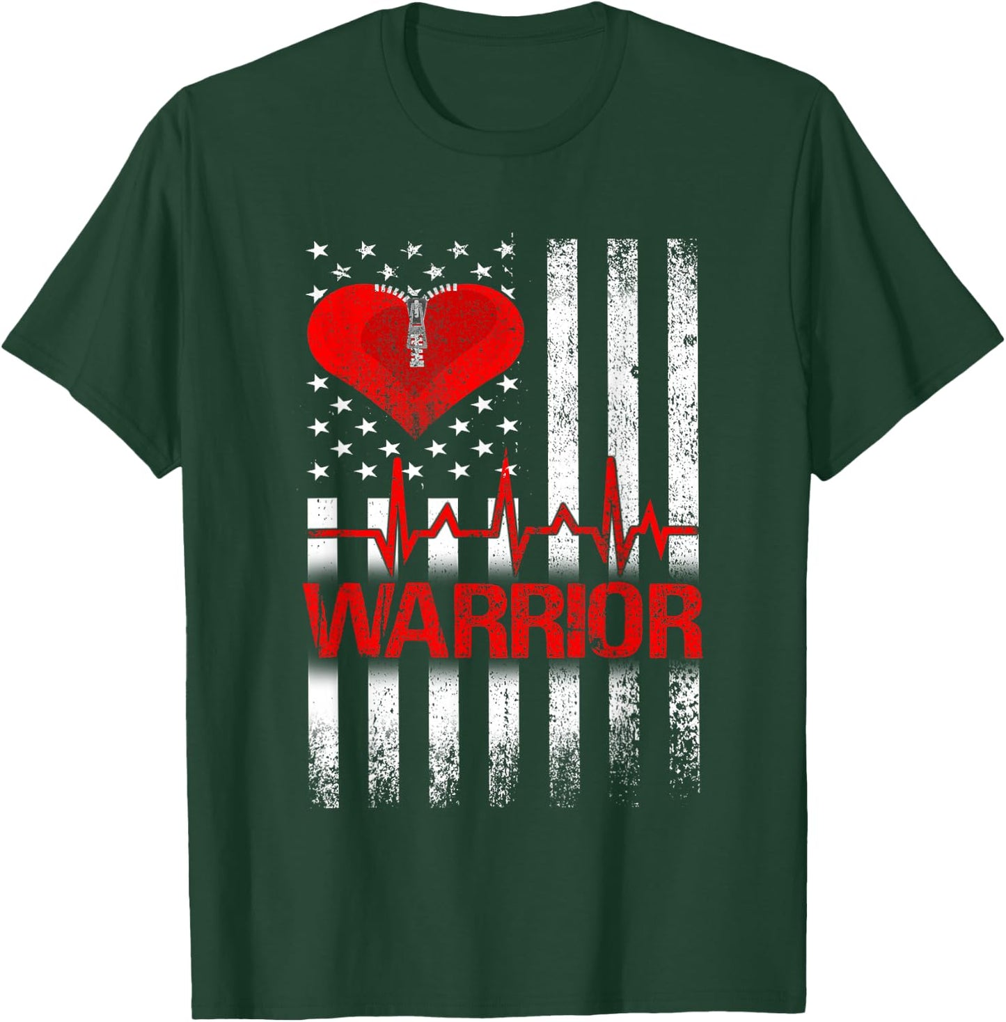 Open Heart Surgery Warrior Gift Heart Patients Survivor T-Shirt - T-Shirt | Forest