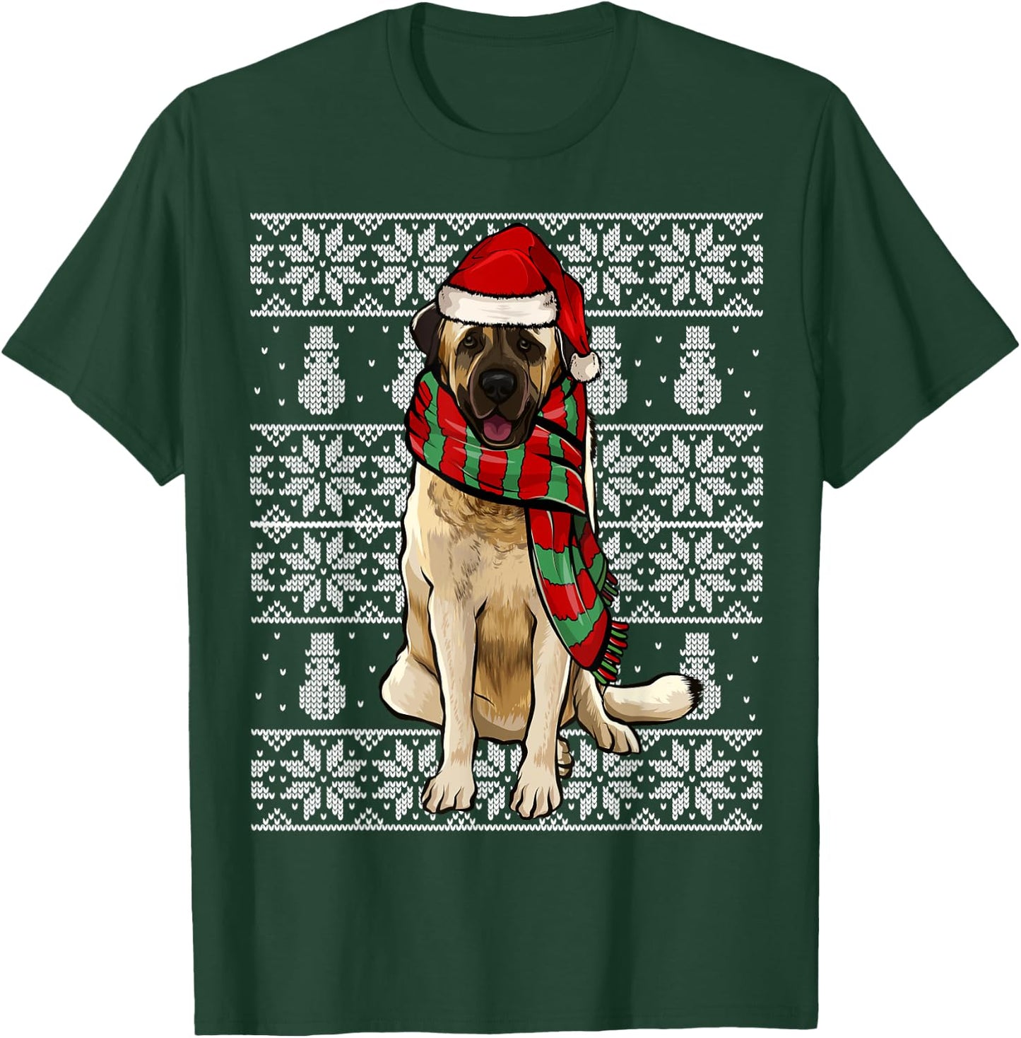 Santa Hat Xmas Anatolian Shepherd Dog Ugly Christmas T-Shirt - T-Shirt | Forest