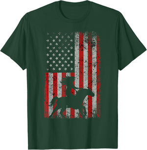 AMERICAN FLAG Cowboy Women Gift Horseback Equestrian Horse T-Shirt - T-Shirt | Forest