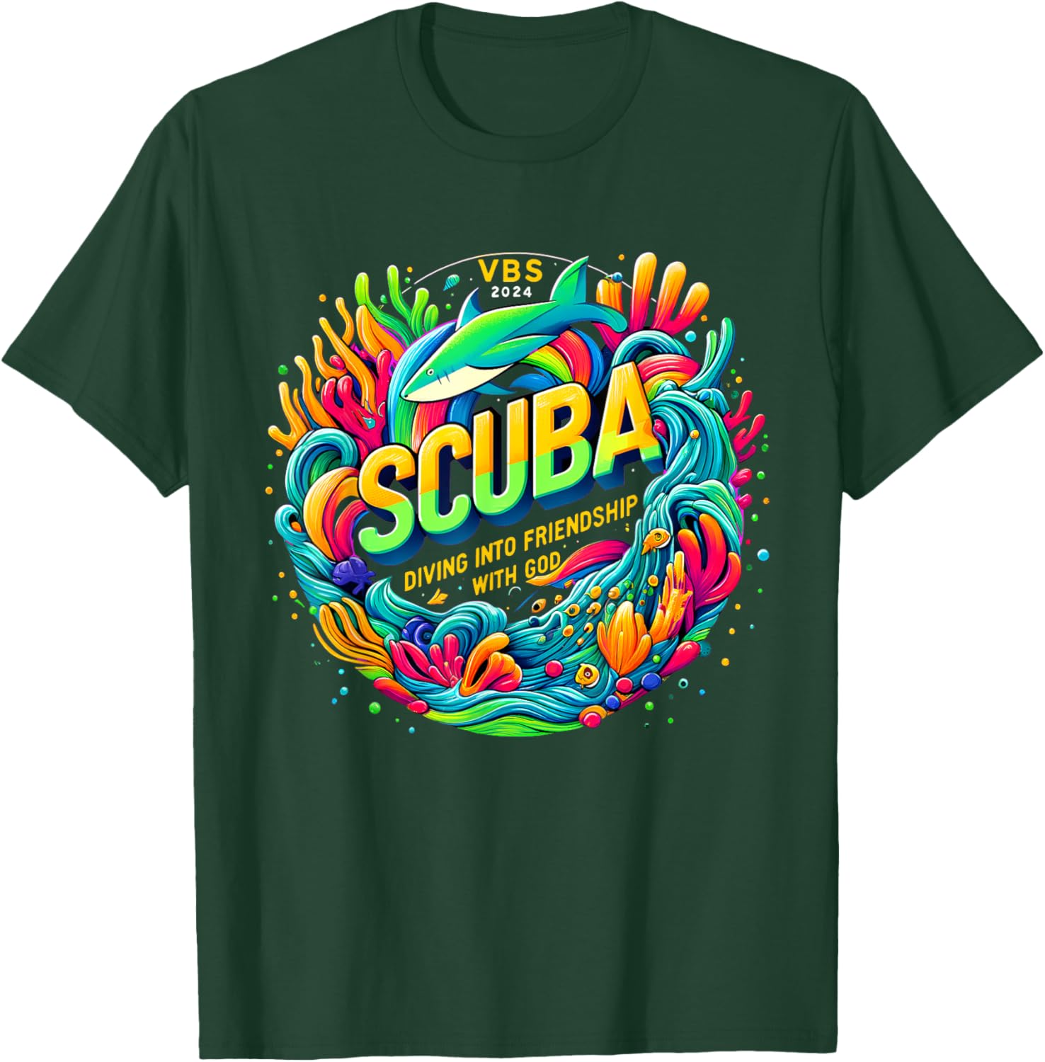 Scuba Diving Into Friendship with God Christian VBS 2026 T-Shirt - T-Shirt | Forest
