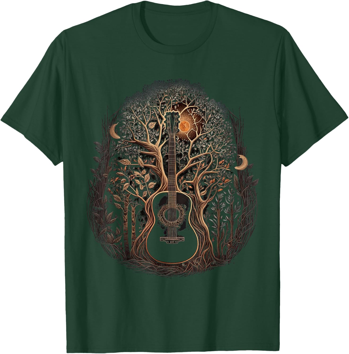 Guitar and Trees Guitars in Nature Plant Guitarist T-Shirt - T-Shirt | Forest