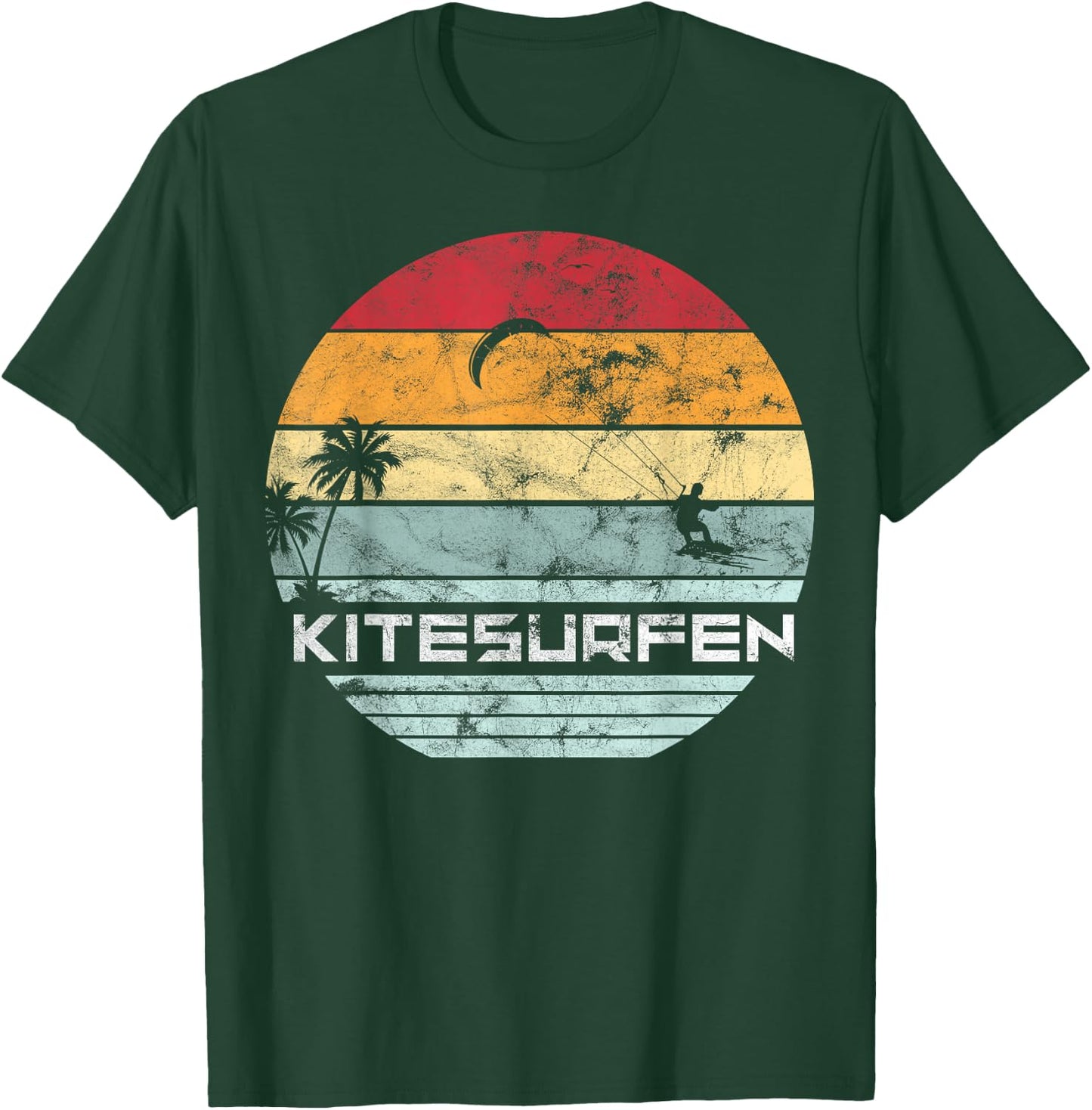 Vintage KITE Surfer Kiting Kiteboarding Retro Kitesurfing T-Shirt - T-Shirt | Forest