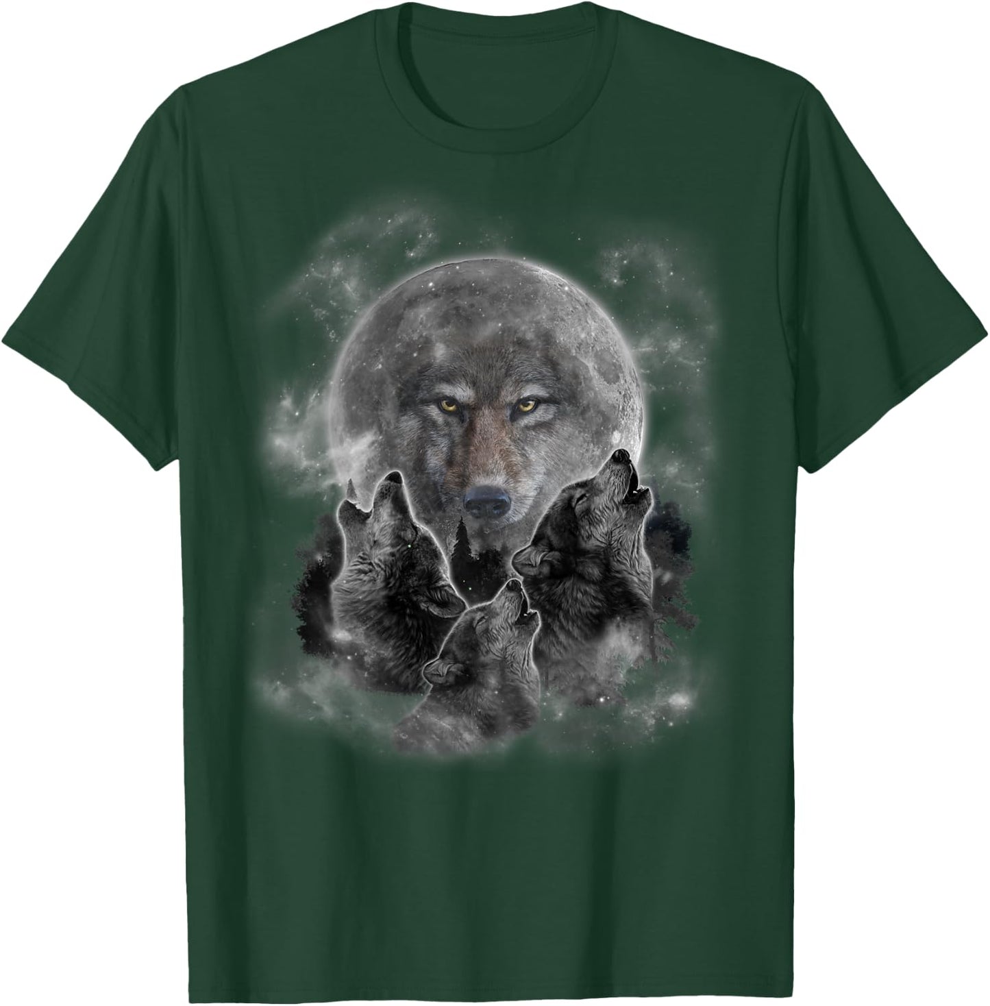 Grey Wolf Hunting Ground, Icy Moon, Forest, Galaxy T-Shirt - T-Shirt | Forest