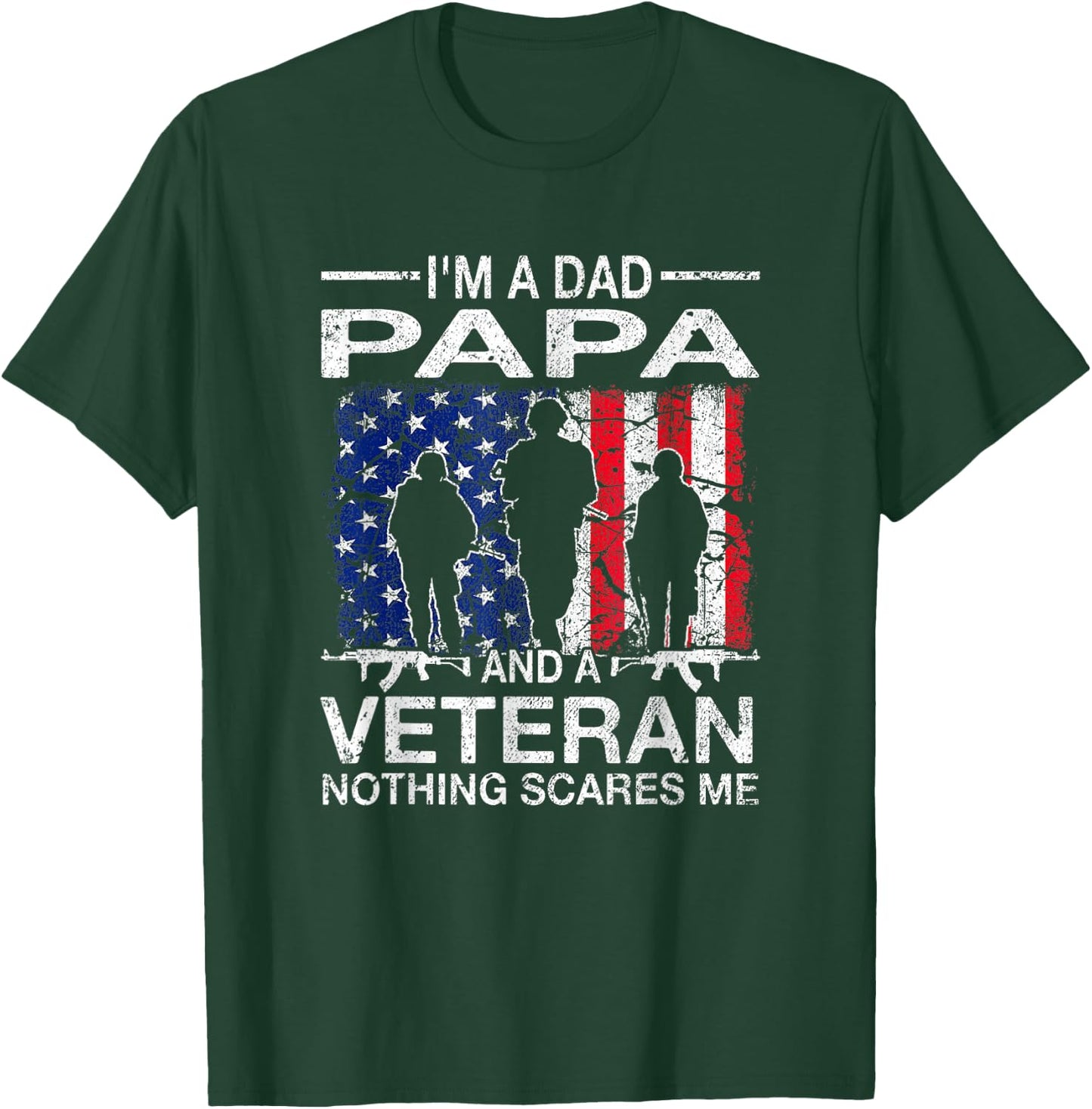 Papa and Veteran Military Fathers Day Gift Proud Army Dad T-Shirt - T-Shirt | Forest