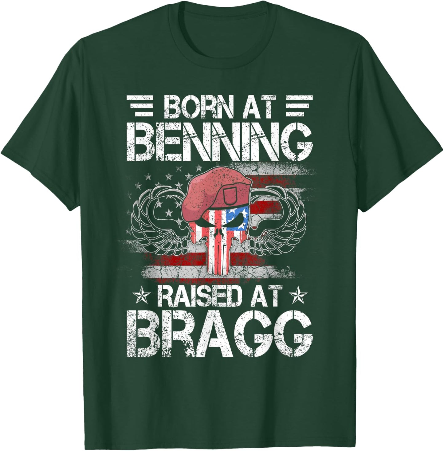 Born At Ft Benning Raised Fort Bragg Airborne, Veterans Day T-Shirt - T-Shirt | Forest
