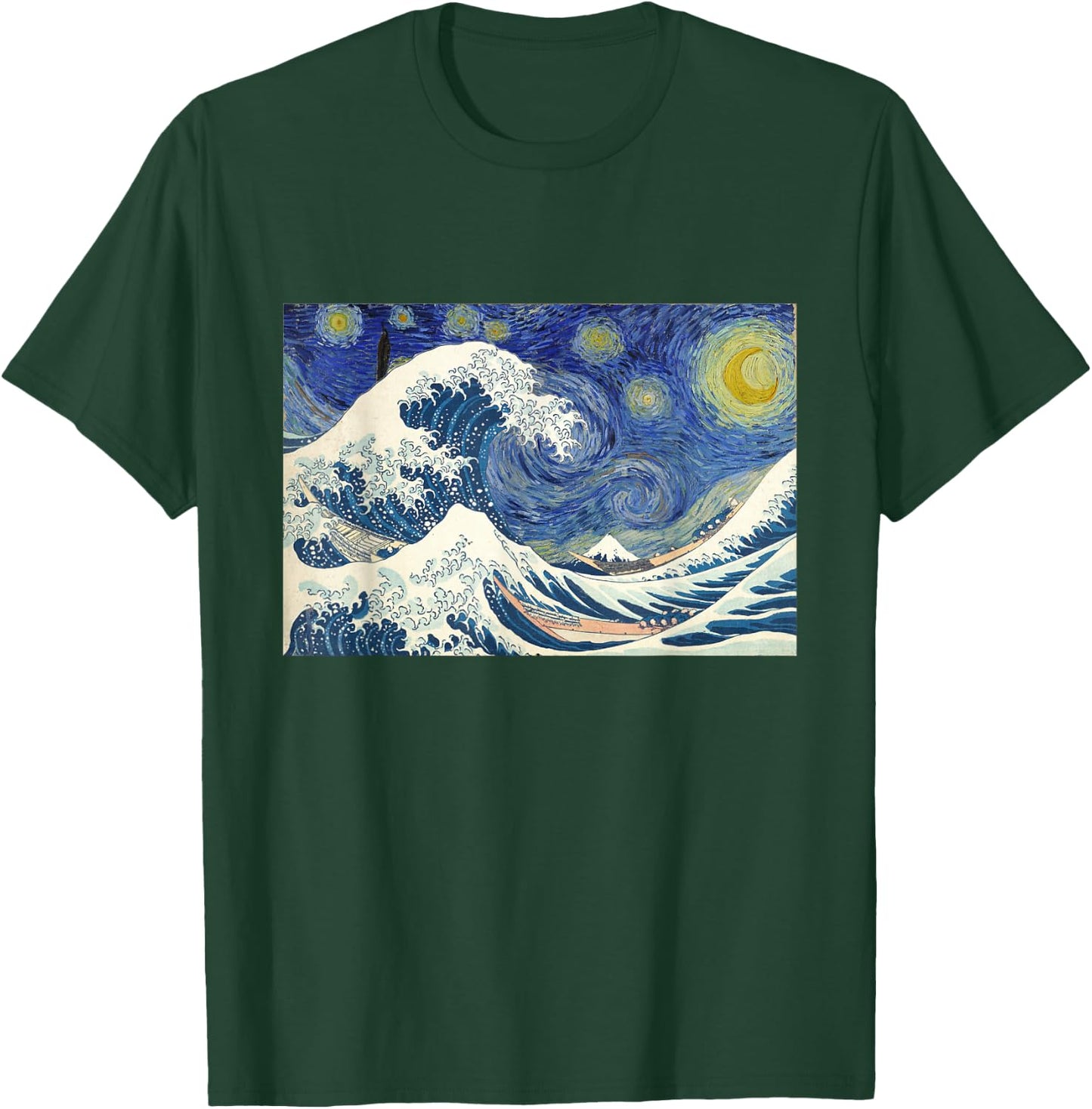 Great Wave off Kanagawa with Starry Nights van Gogh T-Shirt - T-Shirt | Forest