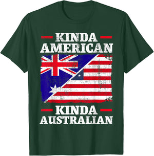 Kinda American Kinda Australian America Australia USA T-Shirt - T-Shirt | Forest