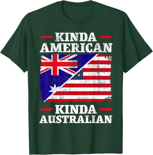 Kinda American Kinda Australian America Australia USA T-Shirt - T-Shirt | Forest