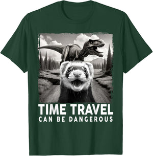 Ferret Selfie with Dinosaur, Time Travel Can Be Dangerous T-Shirt - T-Shirt | Forest