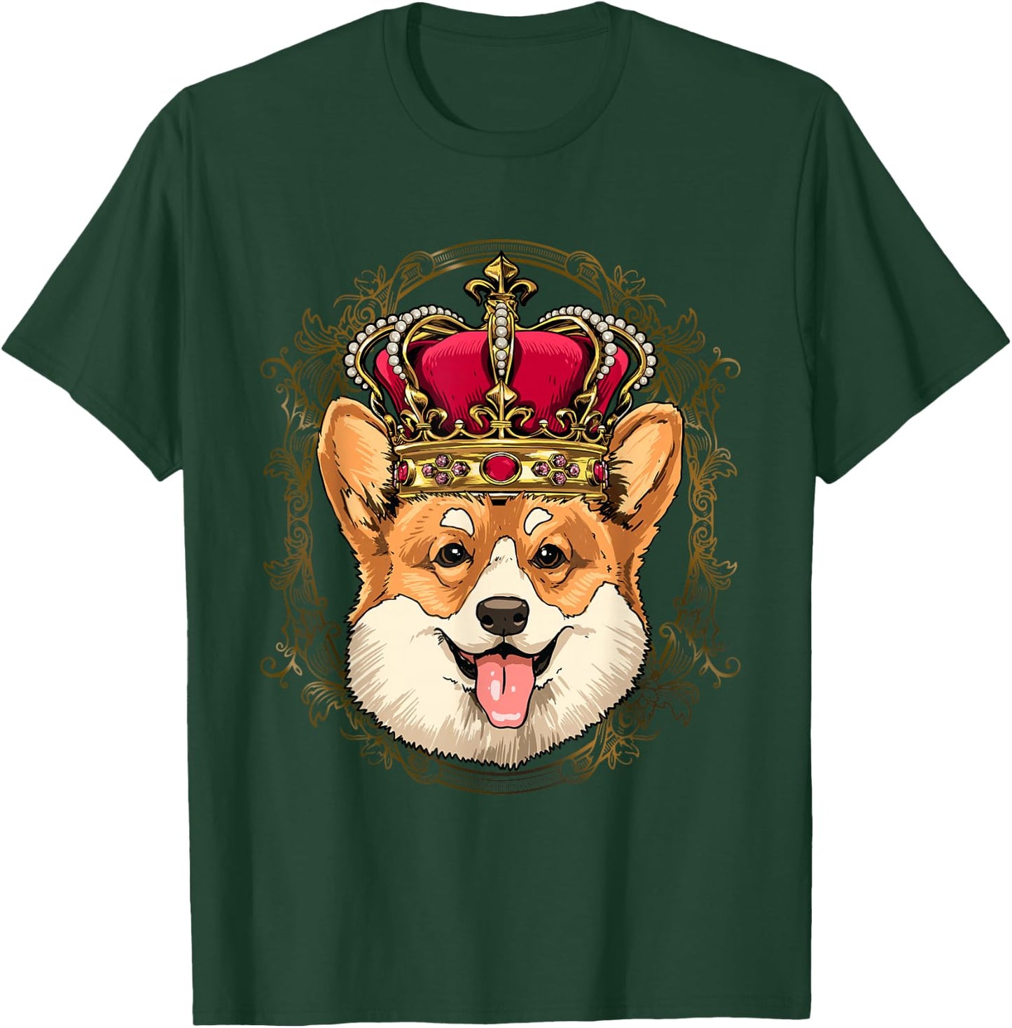 King Corgi Wearing Crown - Queen Corgi Dog T-Shirt - T-Shirt | Forest