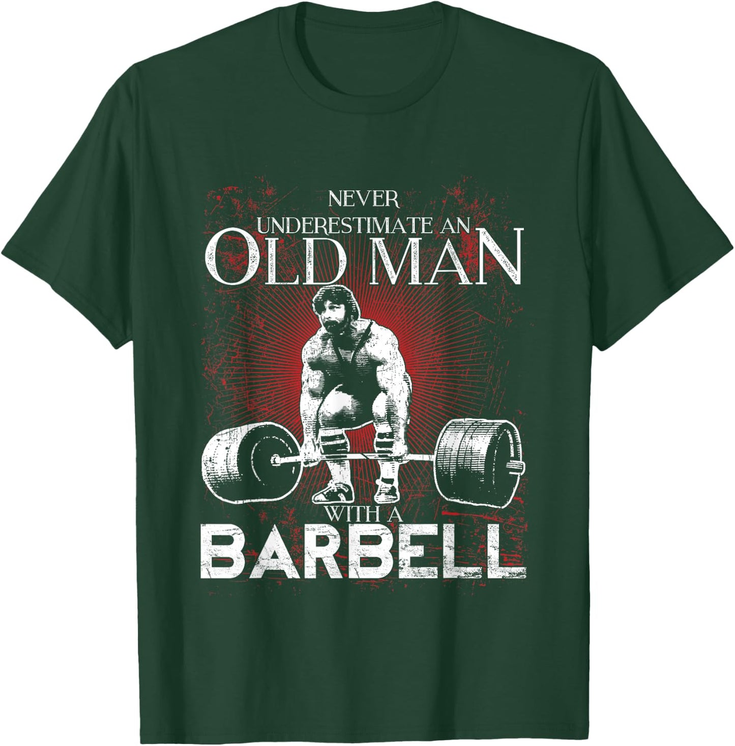 Old Man Barbell Powerlifting T-Shirt - T-Shirt | Forest