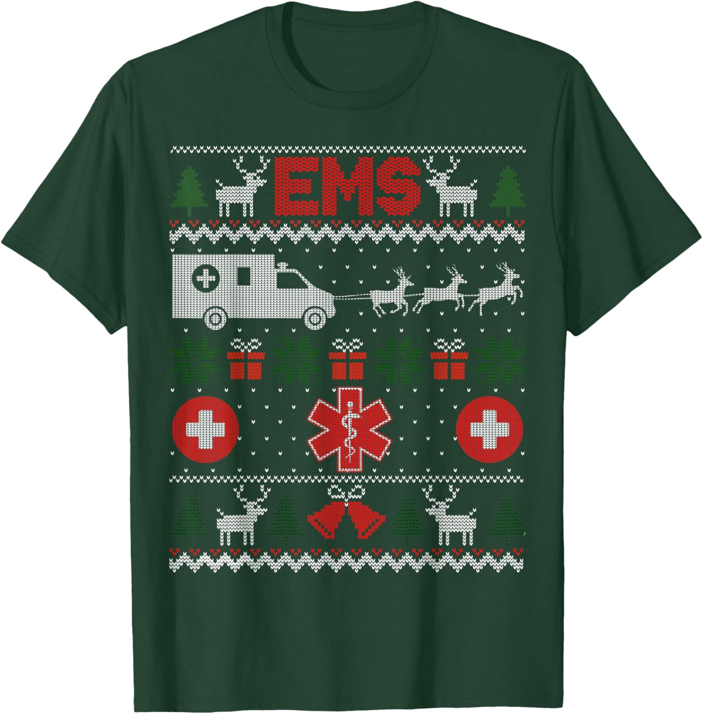 Funny EMS Paramedical Ugly Christmas Sweater T-Shirt - T-Shirt | Forest
