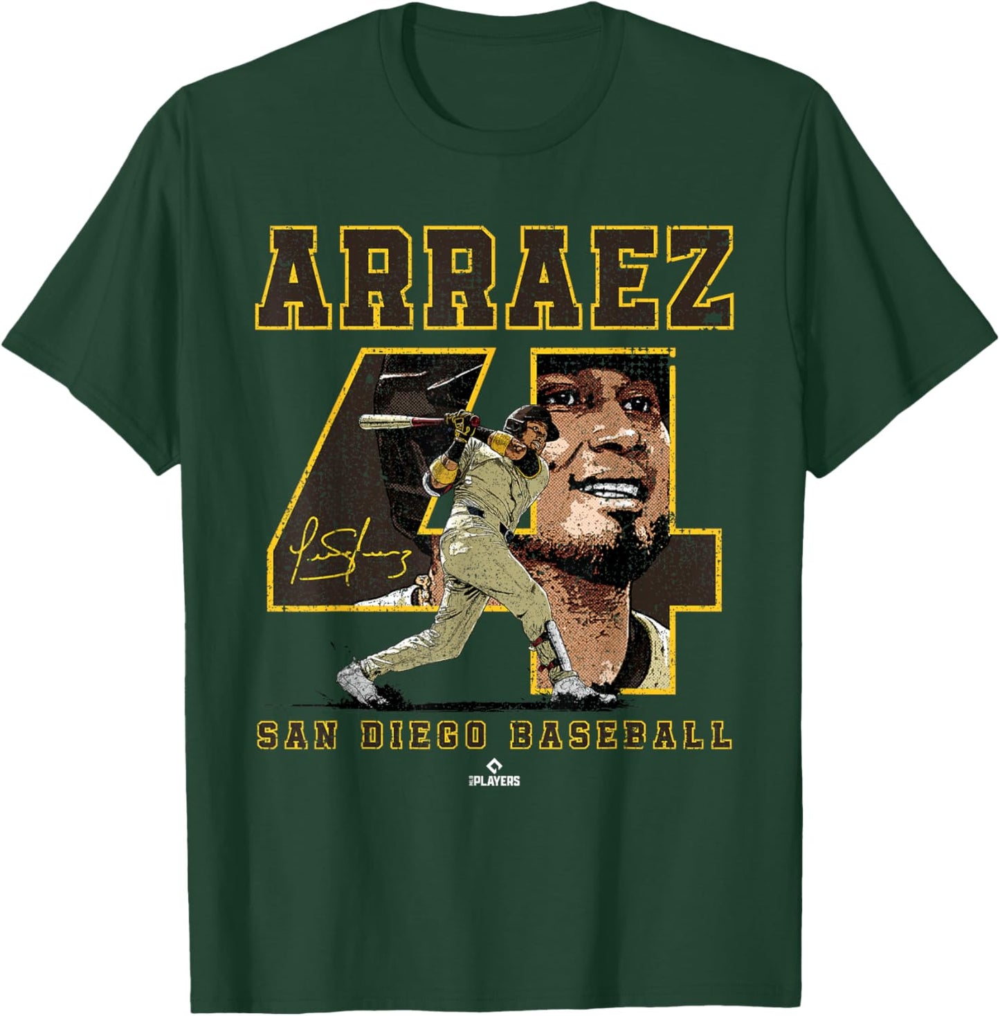 Number and Portrait Luis Arraez San Diego MLBPA T-Shirt - T-Shirt | Forest