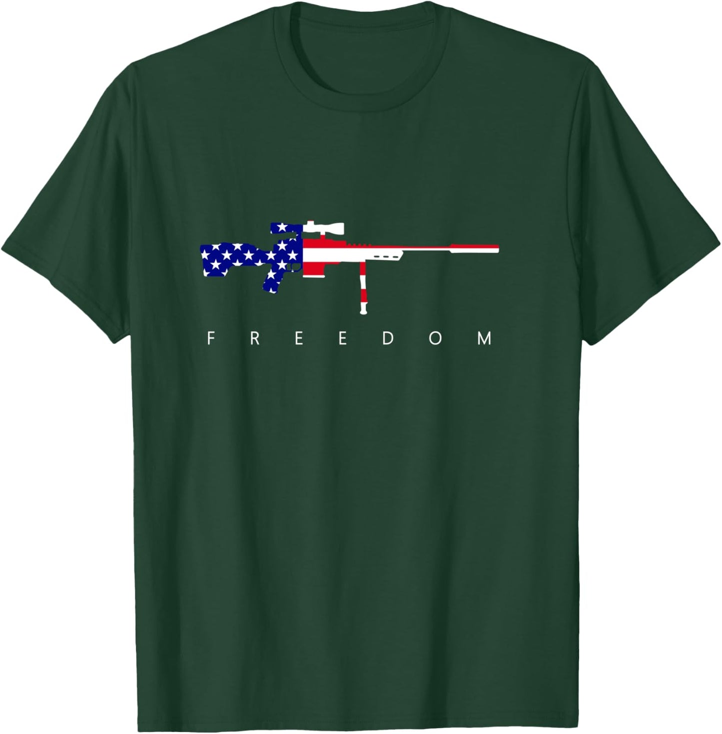 Sniper Rifle 6.5 308 American Flag Responsible Gun Owners T-Shirt - T-Shirt | Forest