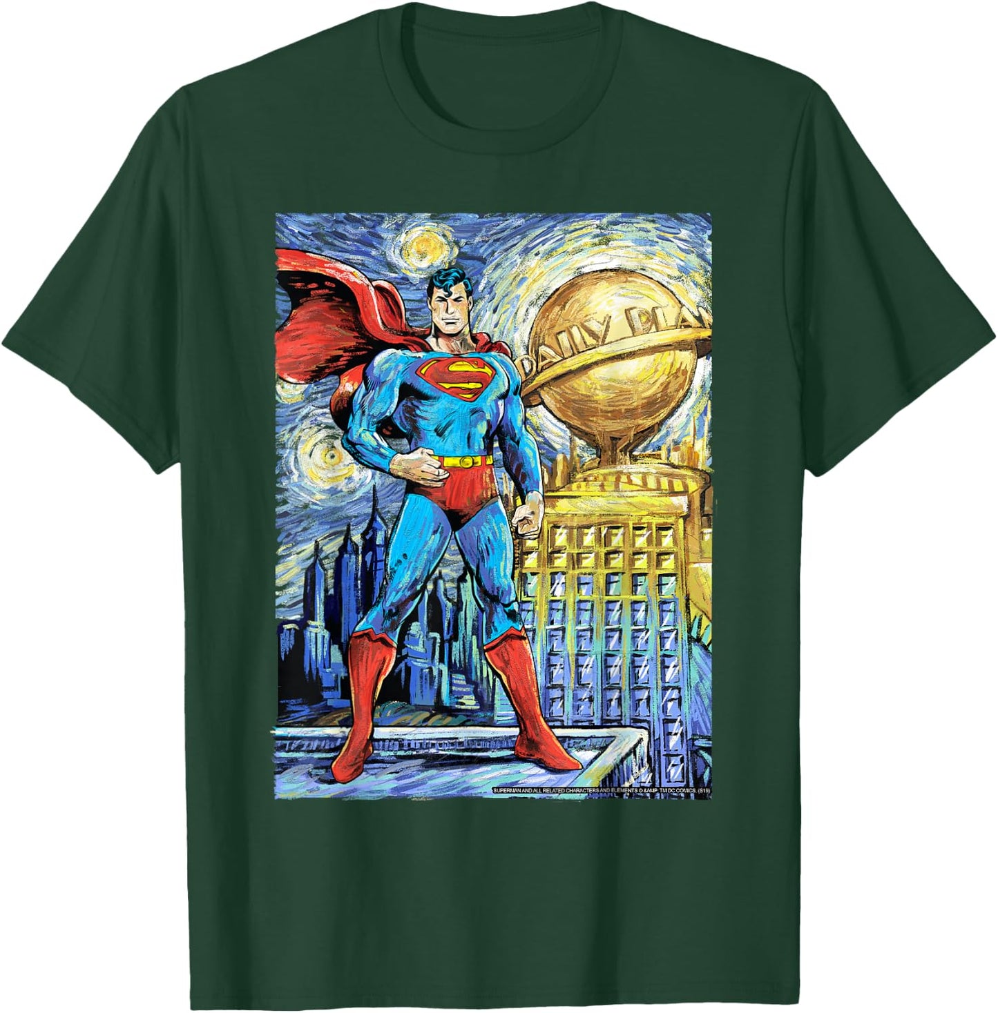 DC Comics Superman Starry Night Style Portrait T-Shirt - T-Shirt | Forest