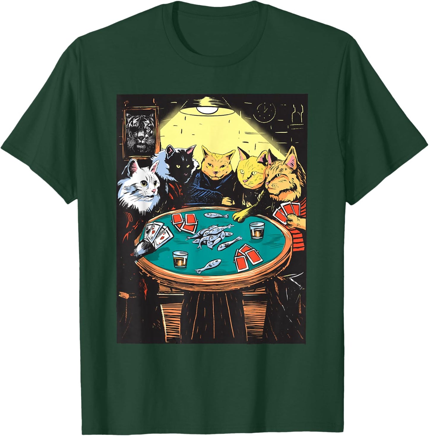 Funny Cats Playing Poker Art Cat T-Shirt - T-Shirt | Forest