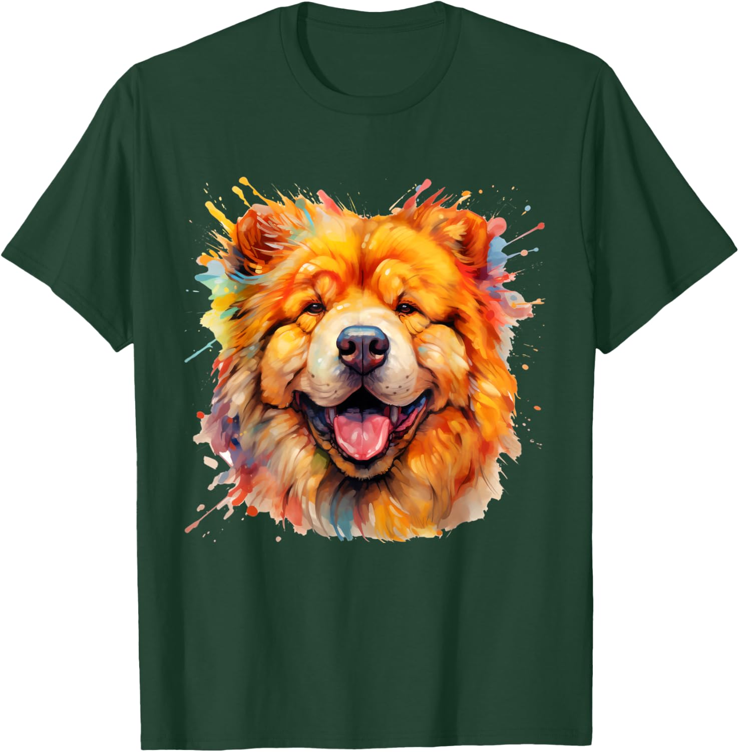 Chow Portrait | Portrait Colour Artwork T-Shirt - T-Shirt | Forest