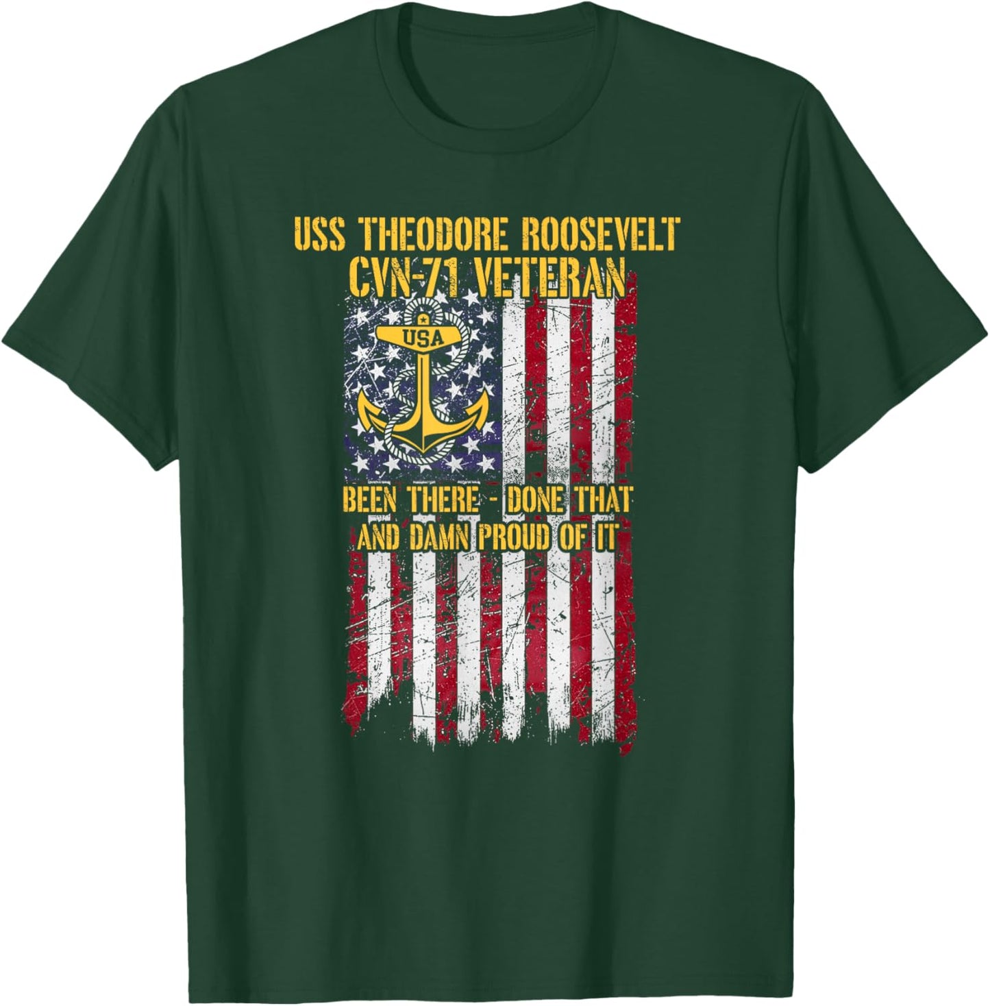 USS Theodore Roosevelt CVN-71 Aircraft Carrier Veteran T-Shirt - T-Shirt | Forest
