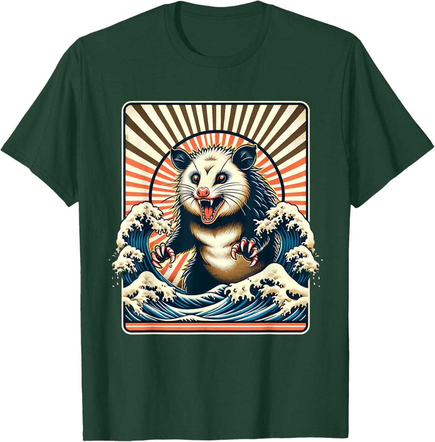 Opossum Japan Sun Wave Vintage Possum Monster T-Shirt - T-Shirt | Forest